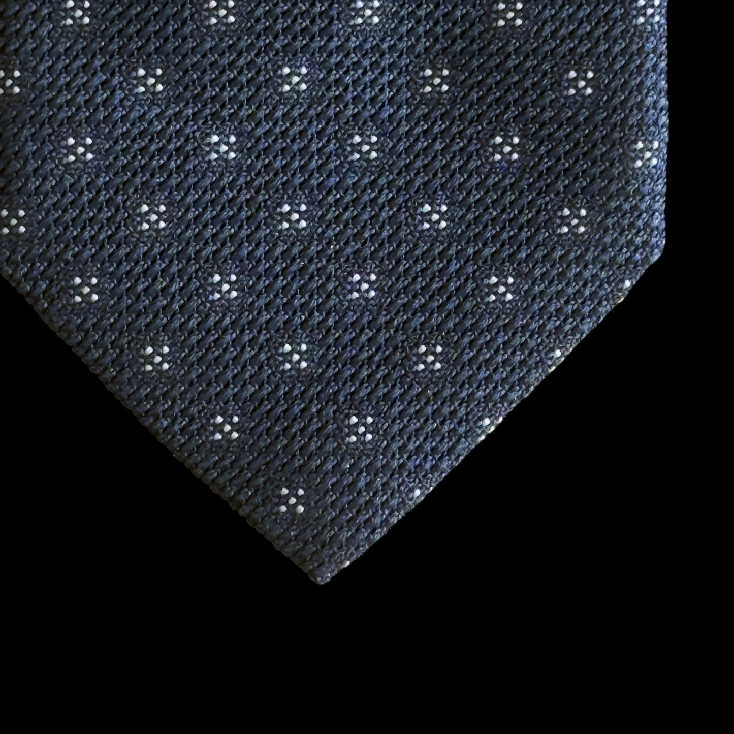 Vintage Navy Blue Geometric Dots Silk Tie By DE FURSAC (7 cm by 154.5 cm)