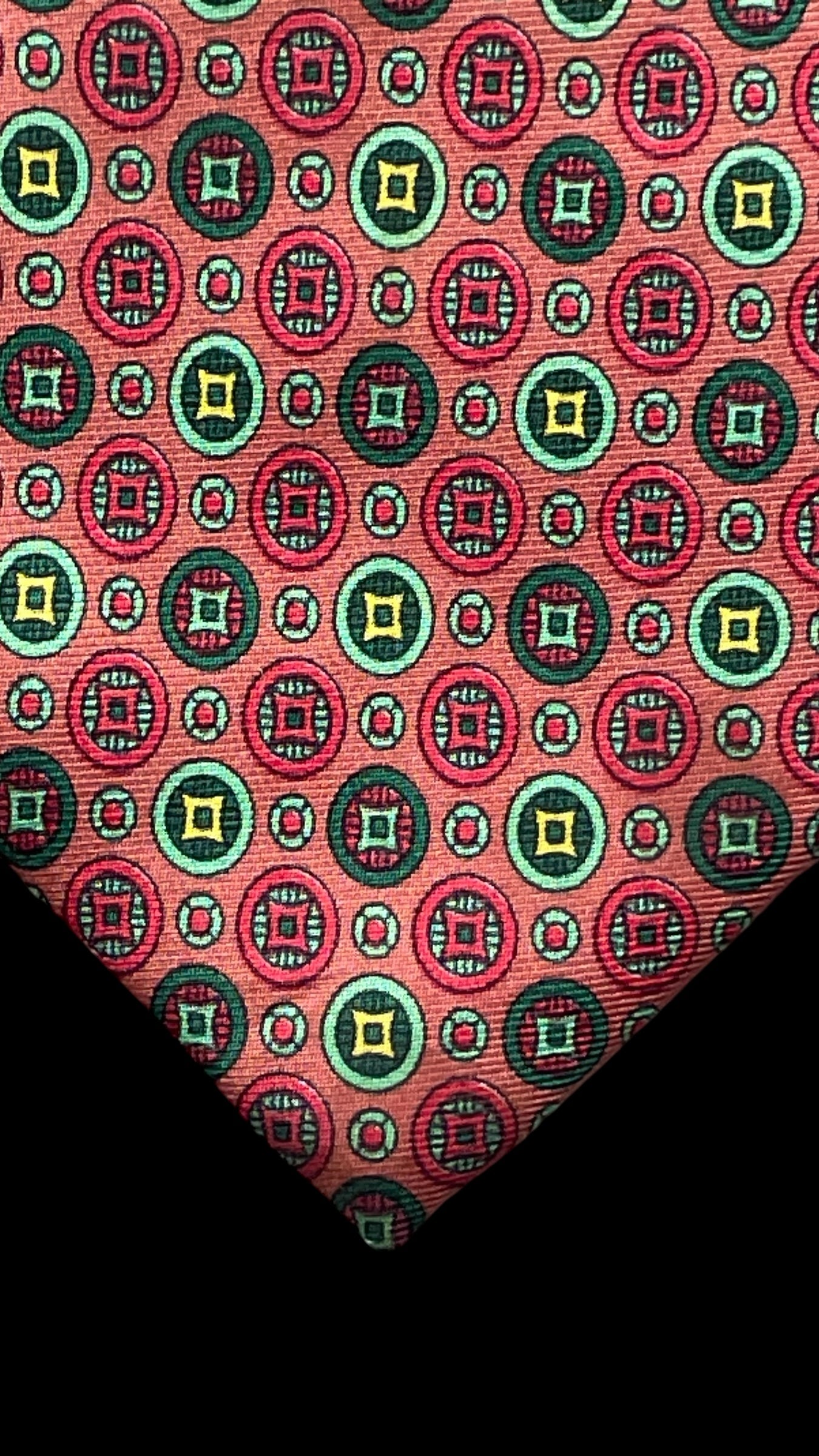 GUY LAROCHE  Vintage Salmon Colour Geometric Dots Silk Tie (9.8 cm by 149 cm)