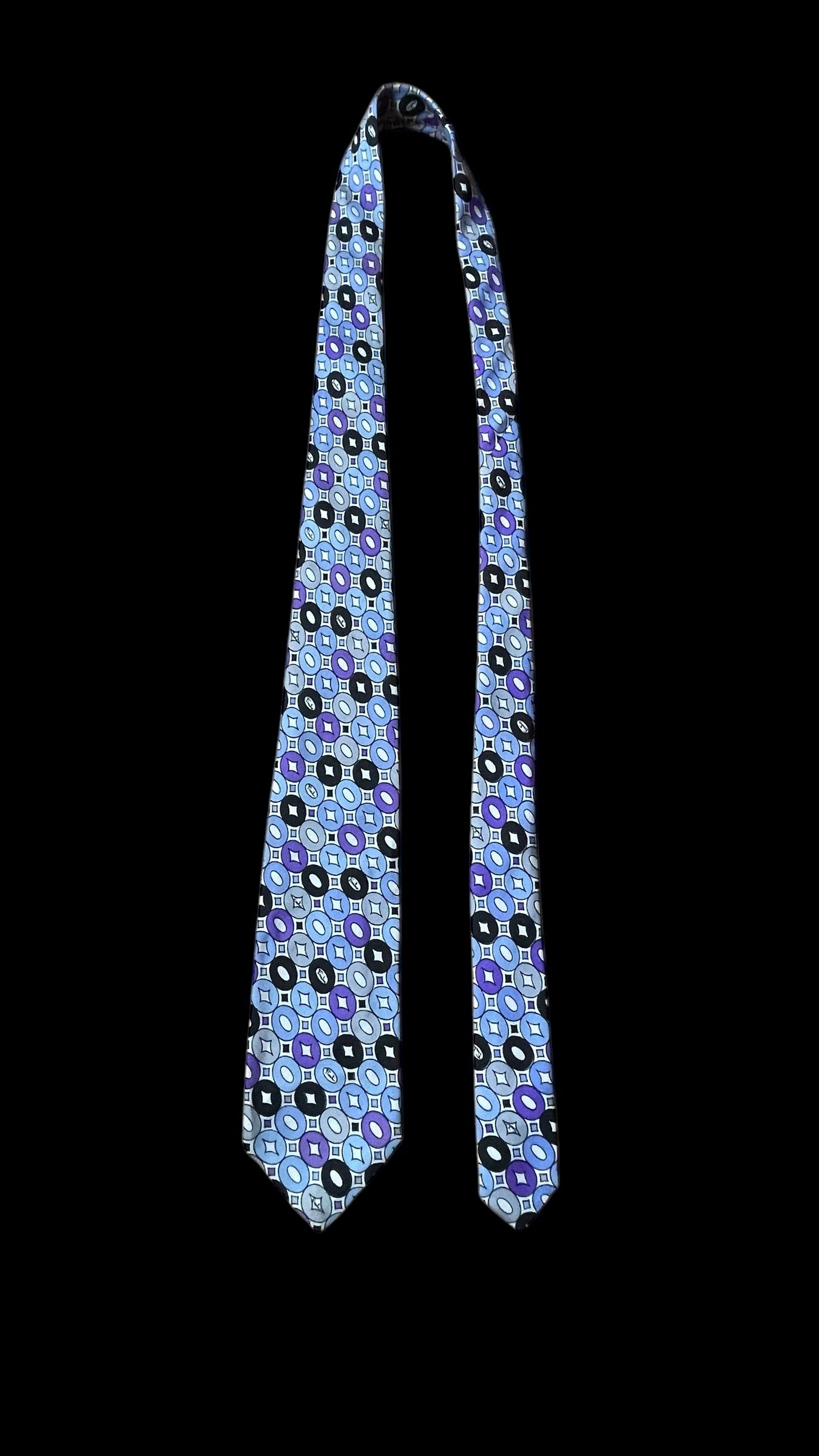 Vintage White Psychedelic Silk Tie  by EMILIO PUCCI (7.4 cm by 136 cm) Medium Front Size