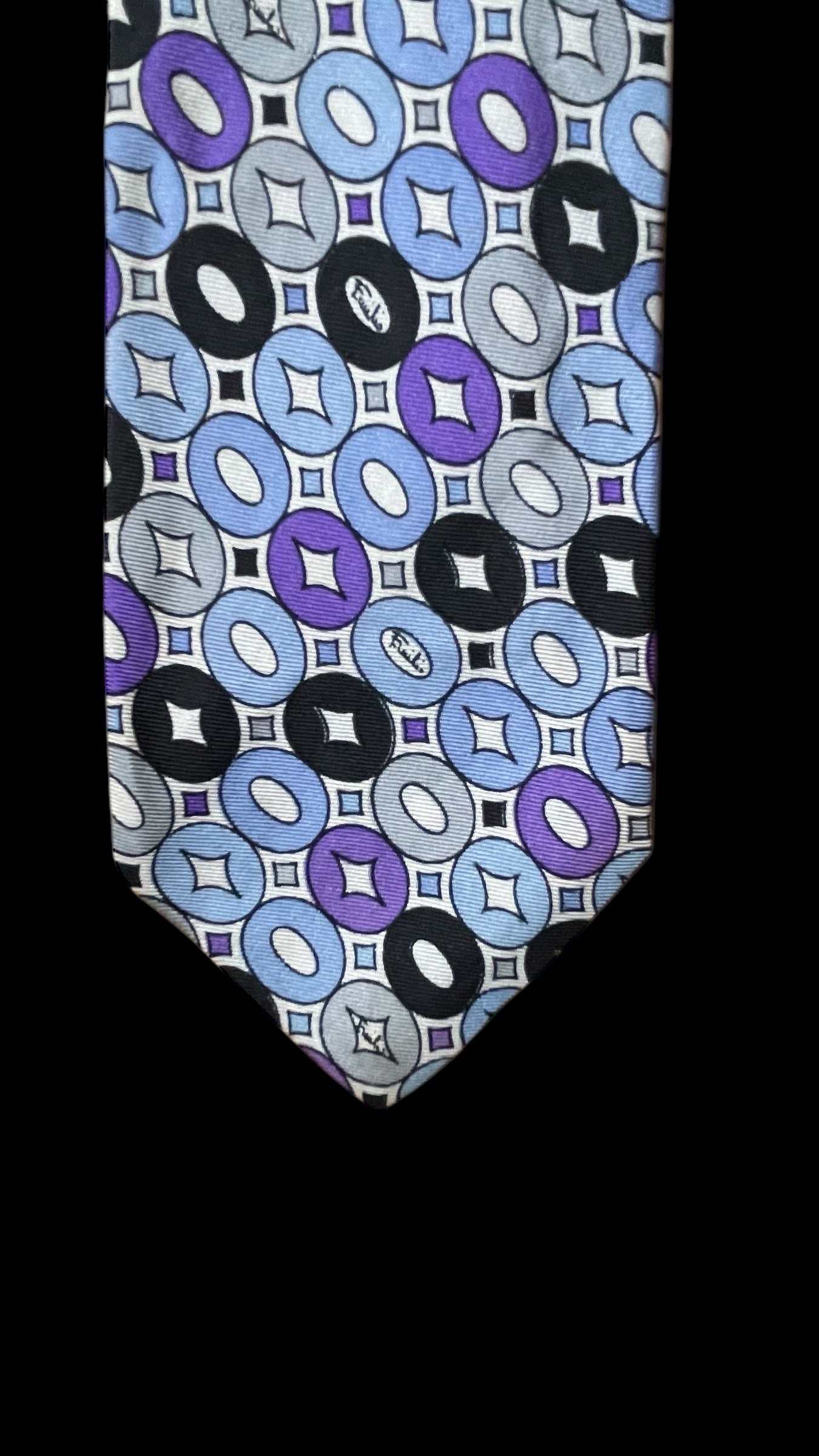 Vintage White Psychedelic Silk Tie  by EMILIO PUCCI (7.4 cm by 136 cm) Medium Front Size