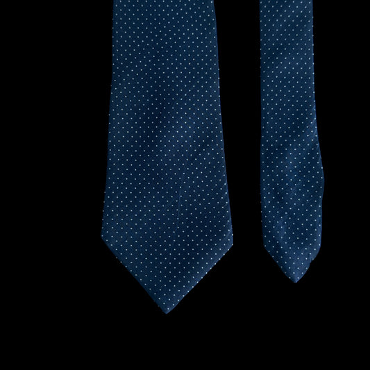 Vintage Navy Blue Polka Dots Silk Tie By OSCAR de la RENTA (8.3 cm by 147 cm)
