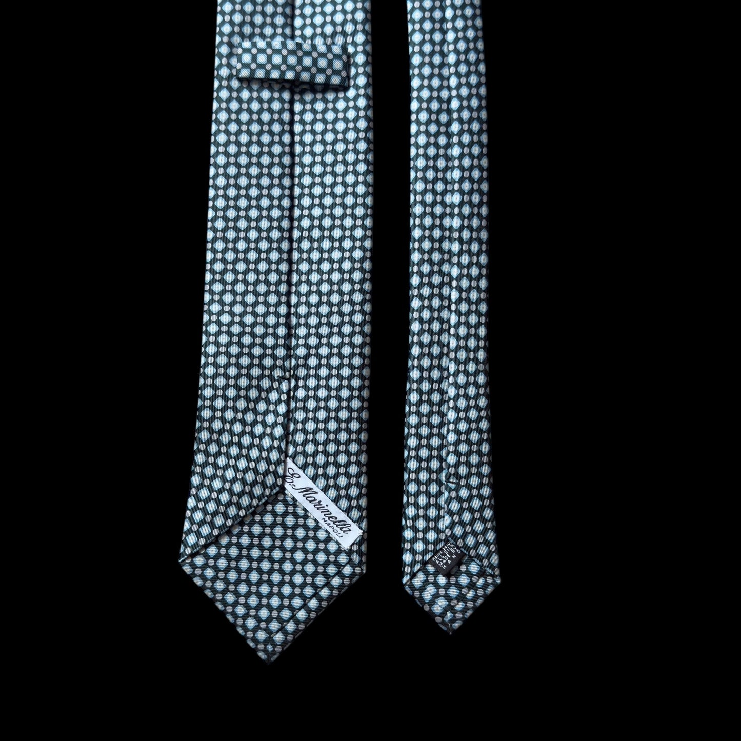 E. MARINELLA Dark Teal Floral Dots Silk Tie (8.5 cm by 151 cm) Medium Front