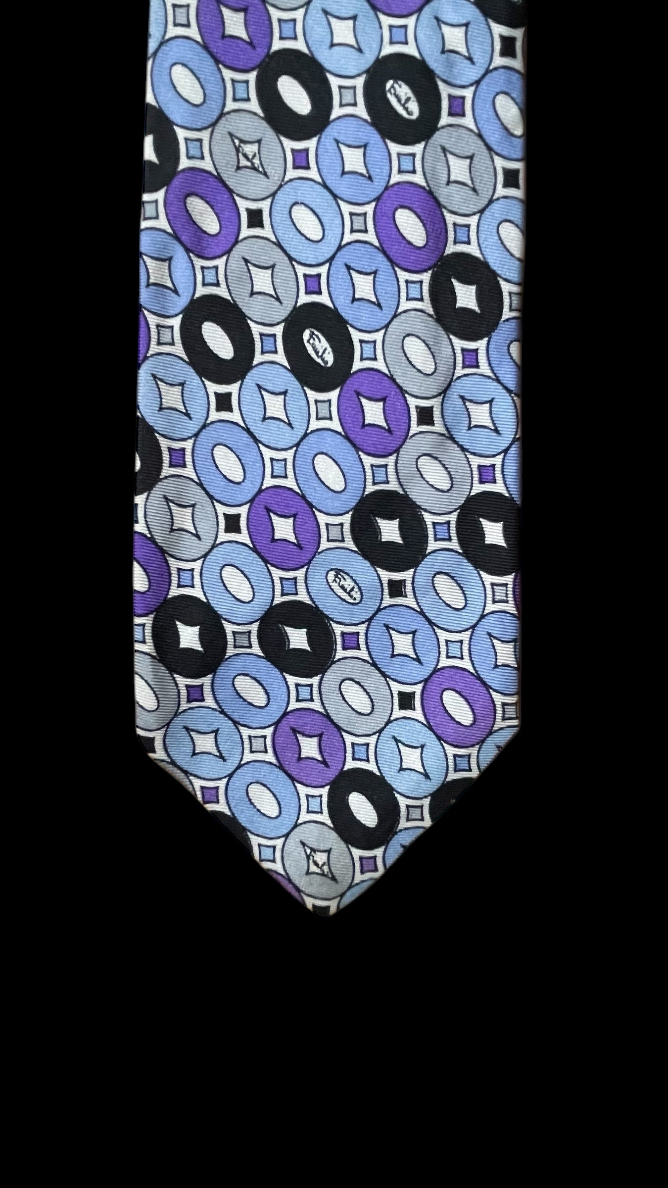 Vintage White Psychedelic Silk Tie  by EMILIO PUCCI (7.4 cm by 136 cm) Medium Front Size