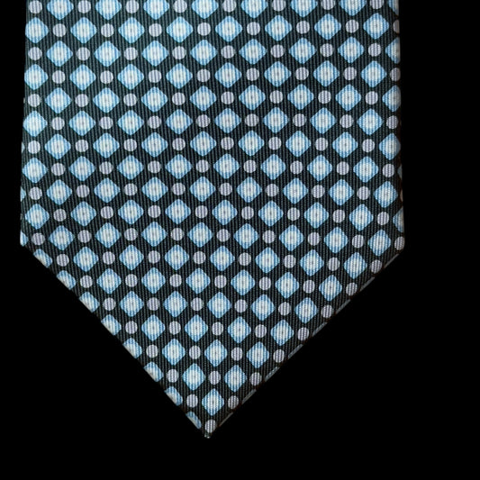 E. MARINELLA Dark Teal Floral Dots Silk Tie (8.5 cm by 151 cm) Medium Front