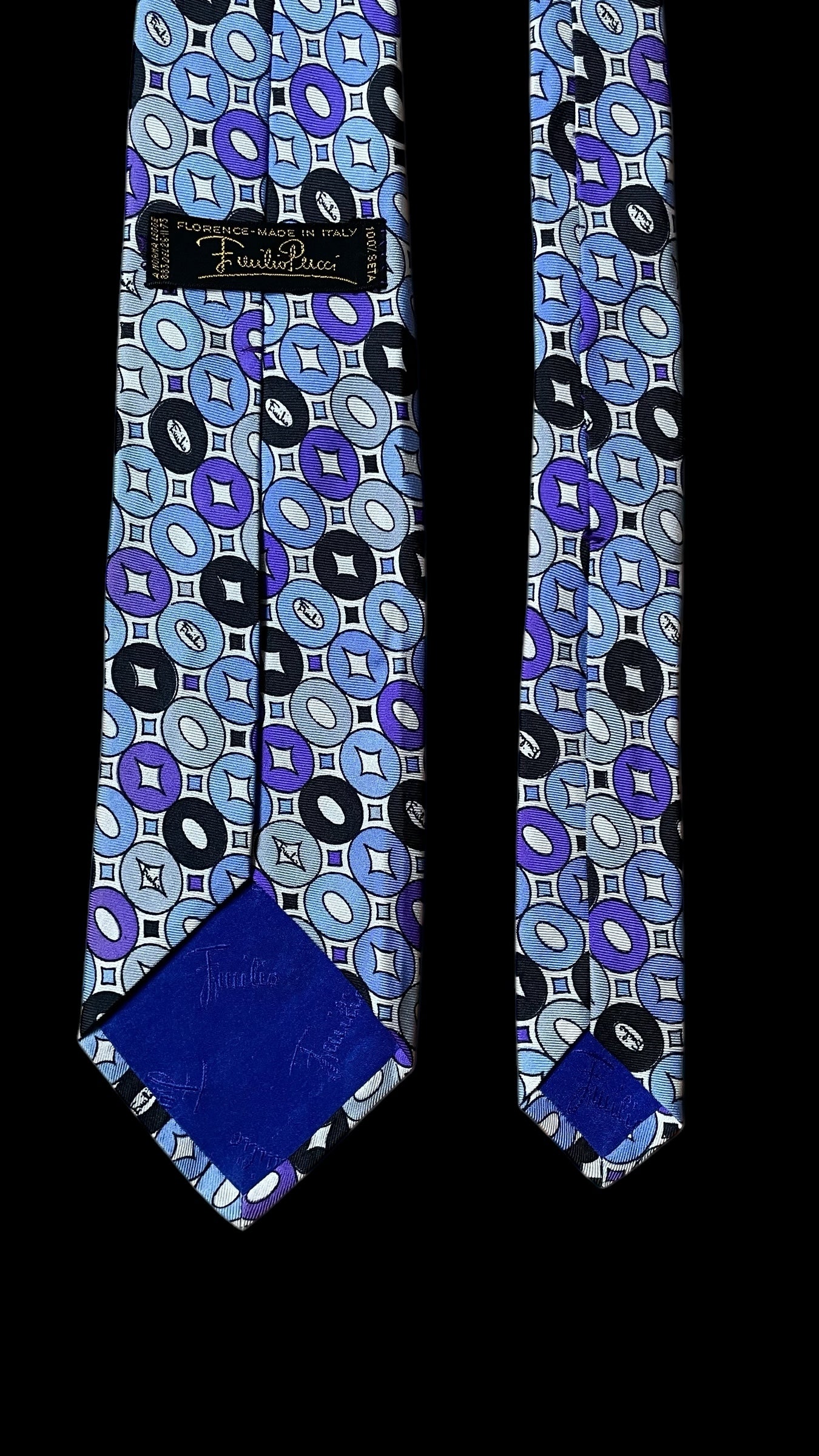 Vintage White Psychedelic Silk Tie  by EMILIO PUCCI (7.4 cm by 136 cm) Medium Front Size