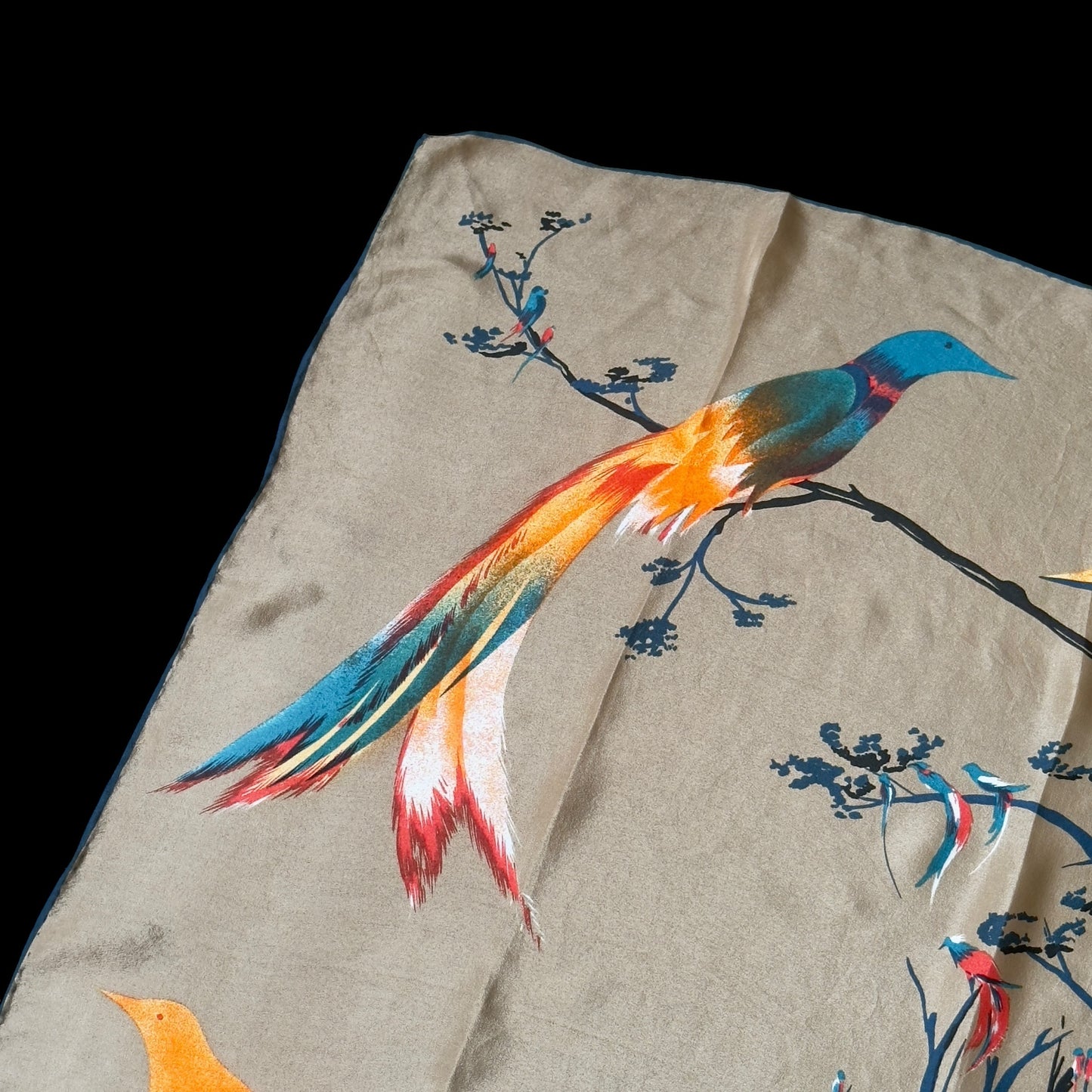 JEHAU de FABREGUES Vintage Brown Exotic Crepe Silk Scarf (75 cm by 76.5 cm)