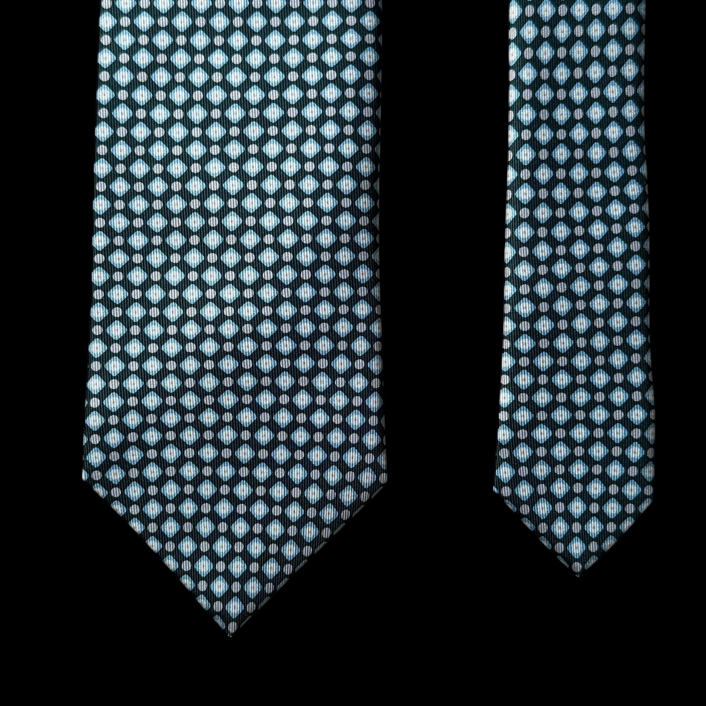 E. MARINELLA Dark Teal Floral Dots Silk Tie (8.5 cm by 151 cm) Medium Front