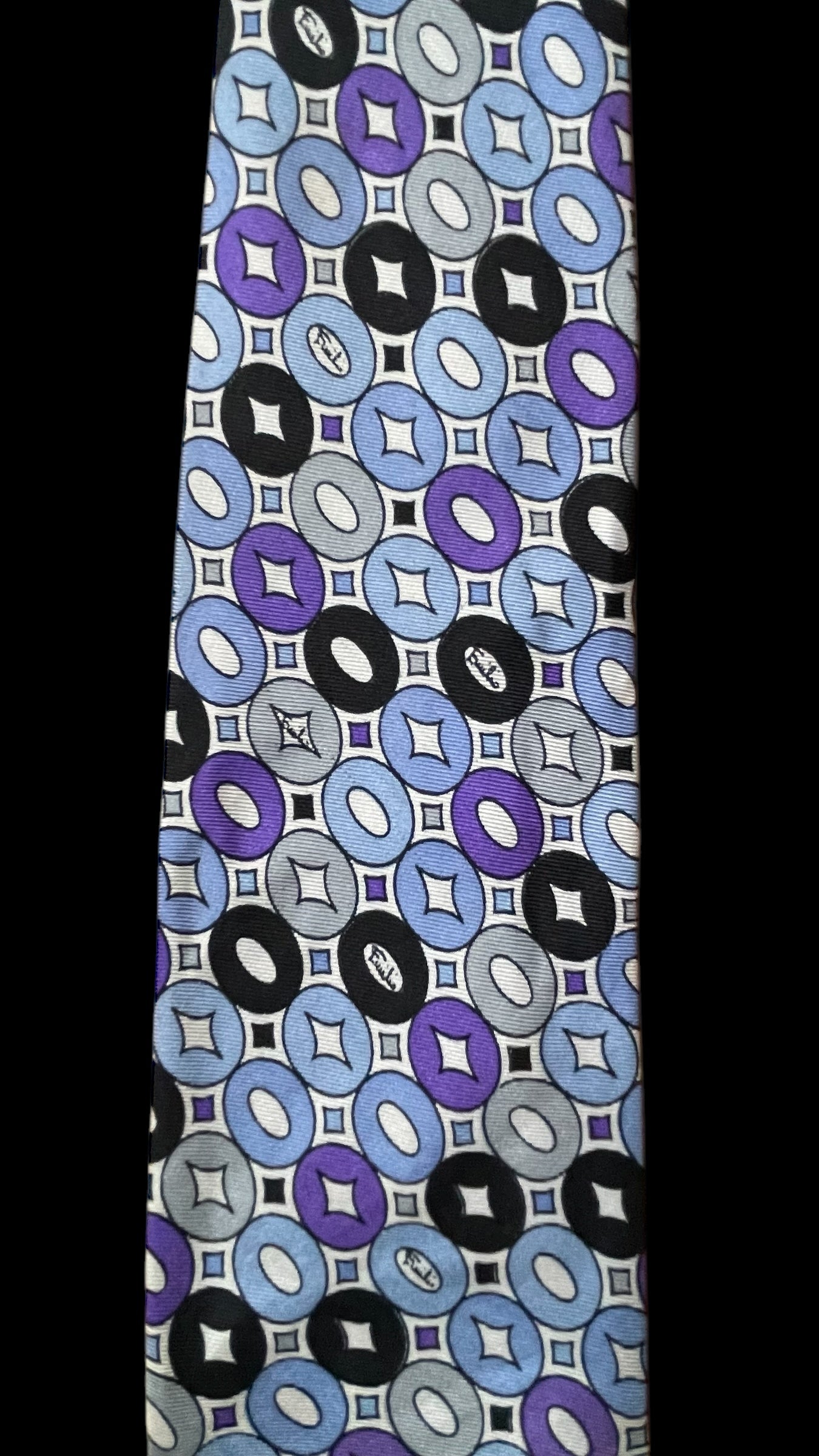 Vintage White Psychedelic Silk Tie  by EMILIO PUCCI (7.4 cm by 136 cm) Medium Front Size