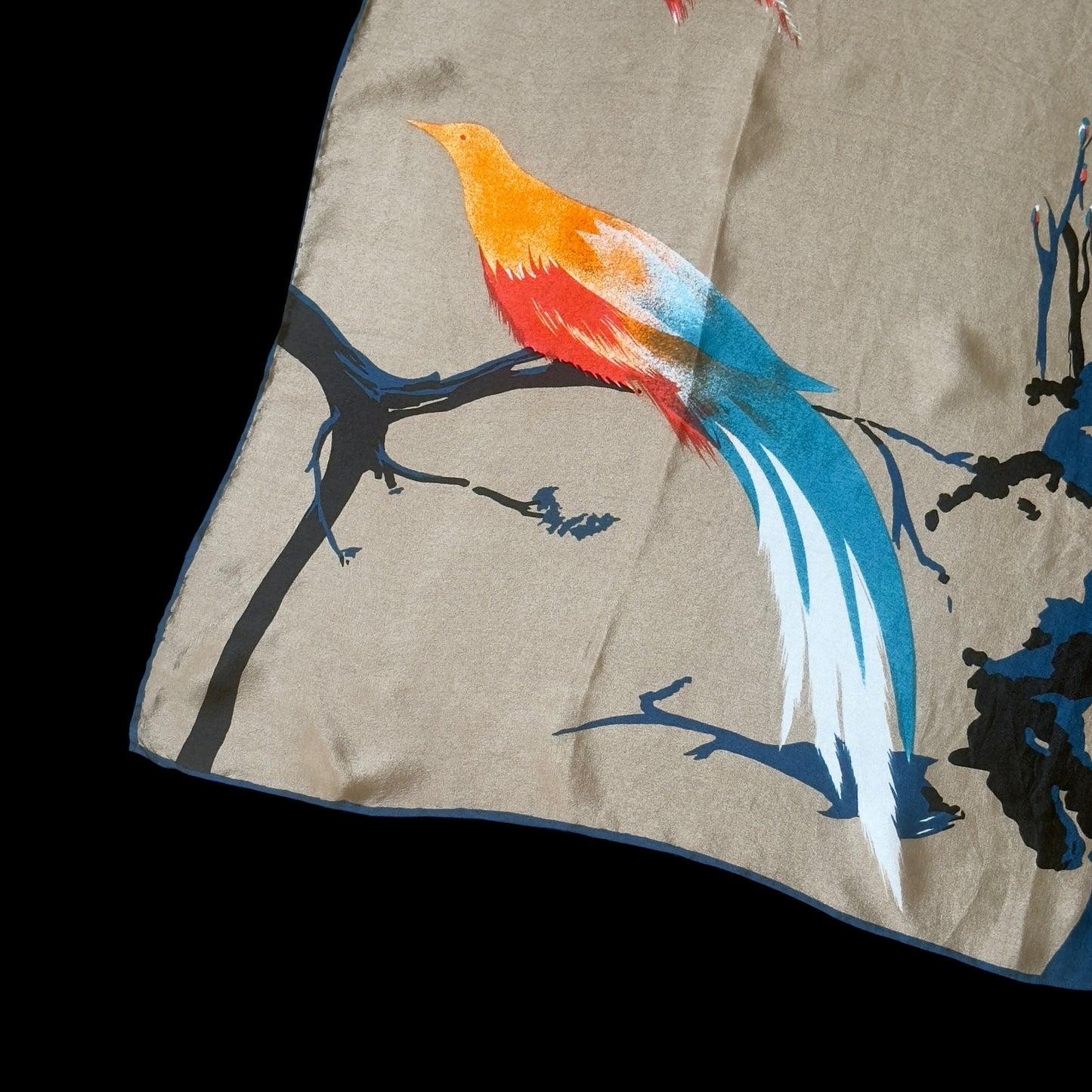 JEHAU de FABREGUES Vintage Brown Exotic Crepe Silk Scarf (75 cm by 76.5 cm)