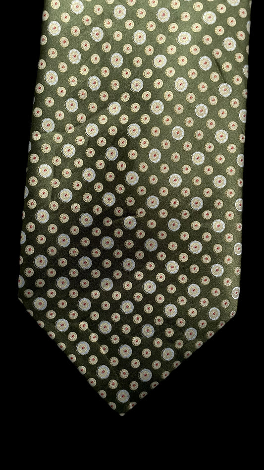 Green Dots Vintage Crepe Silk Tie by STEFANO RICCI (9.7 cm by 156 cm) Normal Front Size.