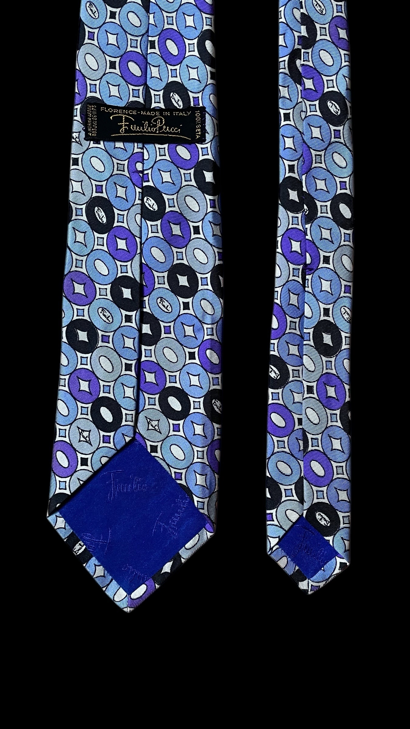 Vintage White Psychedelic Silk Tie  by EMILIO PUCCI (7.4 cm by 136 cm) Medium Front Size