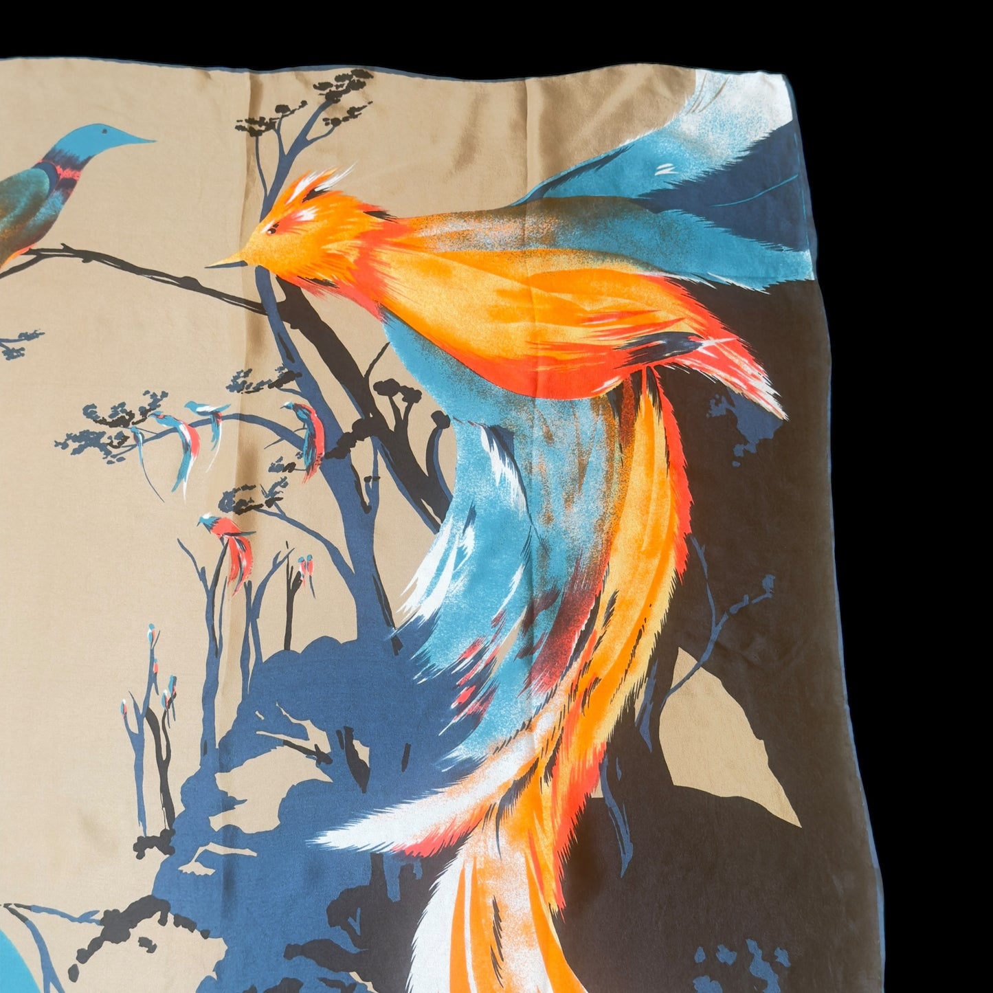 JEHAU de FABREGUES Vintage Brown Exotic Crepe Silk Scarf (75 cm by 76.5 cm)