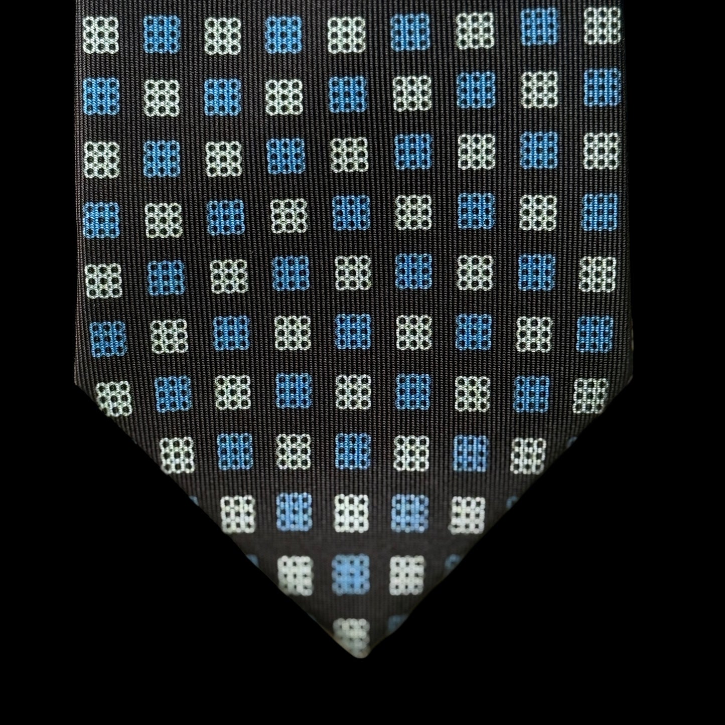E. MARINELLA Dark Brown Geometric Dots Silk Tie (8.9 cm by 149 cm) Normal Front