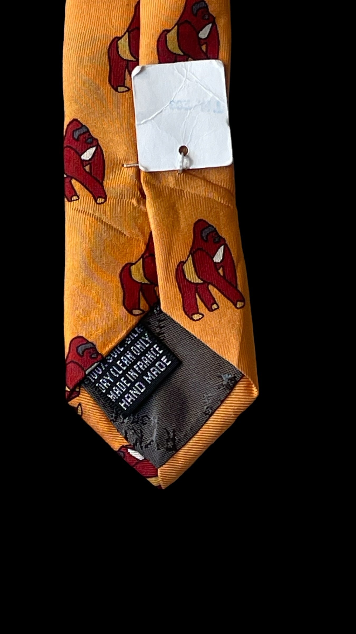 RYKIEL vintage orange gorillas silk tie (9.4 cm by 146 cm)