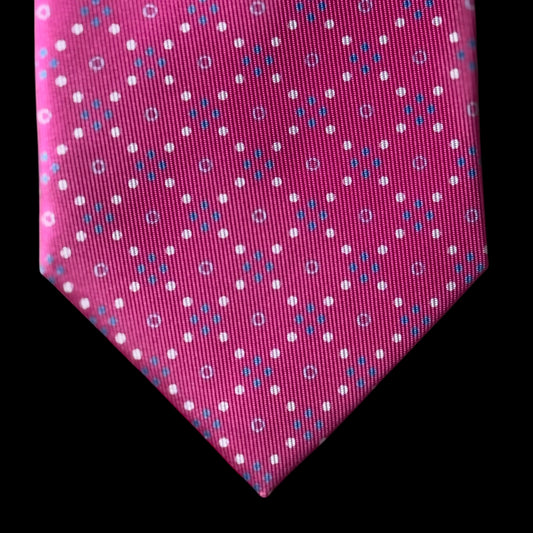 E. MARINELLA Bright Pink Geometric Dots Silk Tie (8.4 cm by 150 cm)  Medium Front