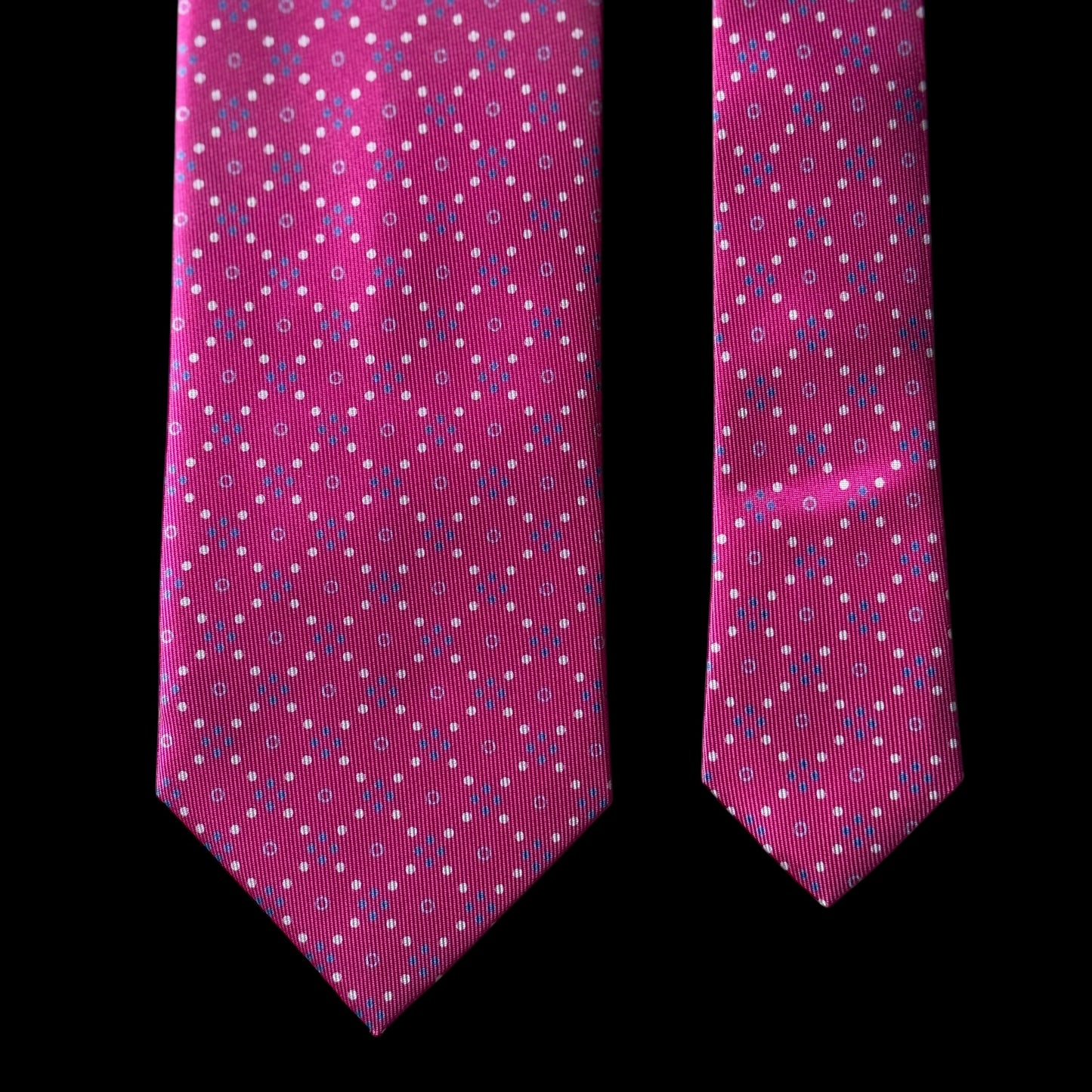 E. MARINELLA Bright Pink Geometric Dots Silk Tie (8.4 cm by 150 cm)  Medium Front