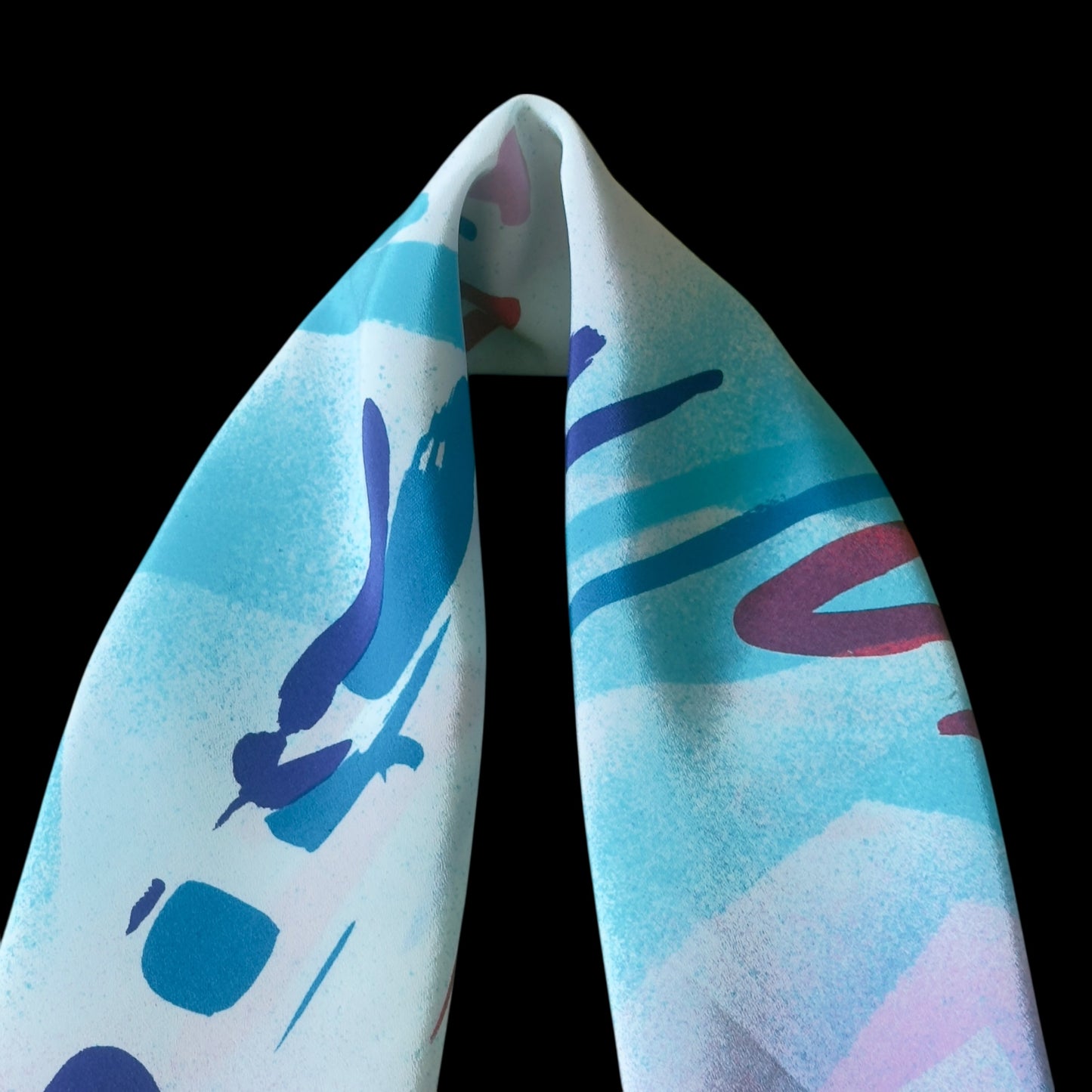 CONSTANZE Vintage White Abstract Crepe Silk Scarf (86 cm by 89 cm)
