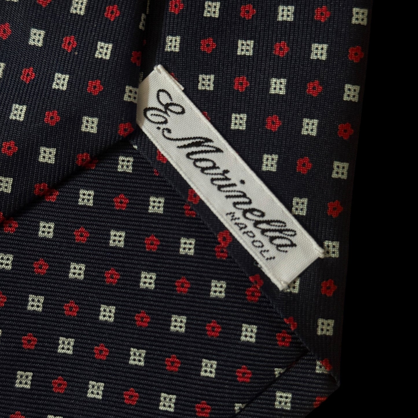 E. MARINELLA Navy Blue Floral Dots Silk Tie (9 cm by 150 cm) Standard Front
