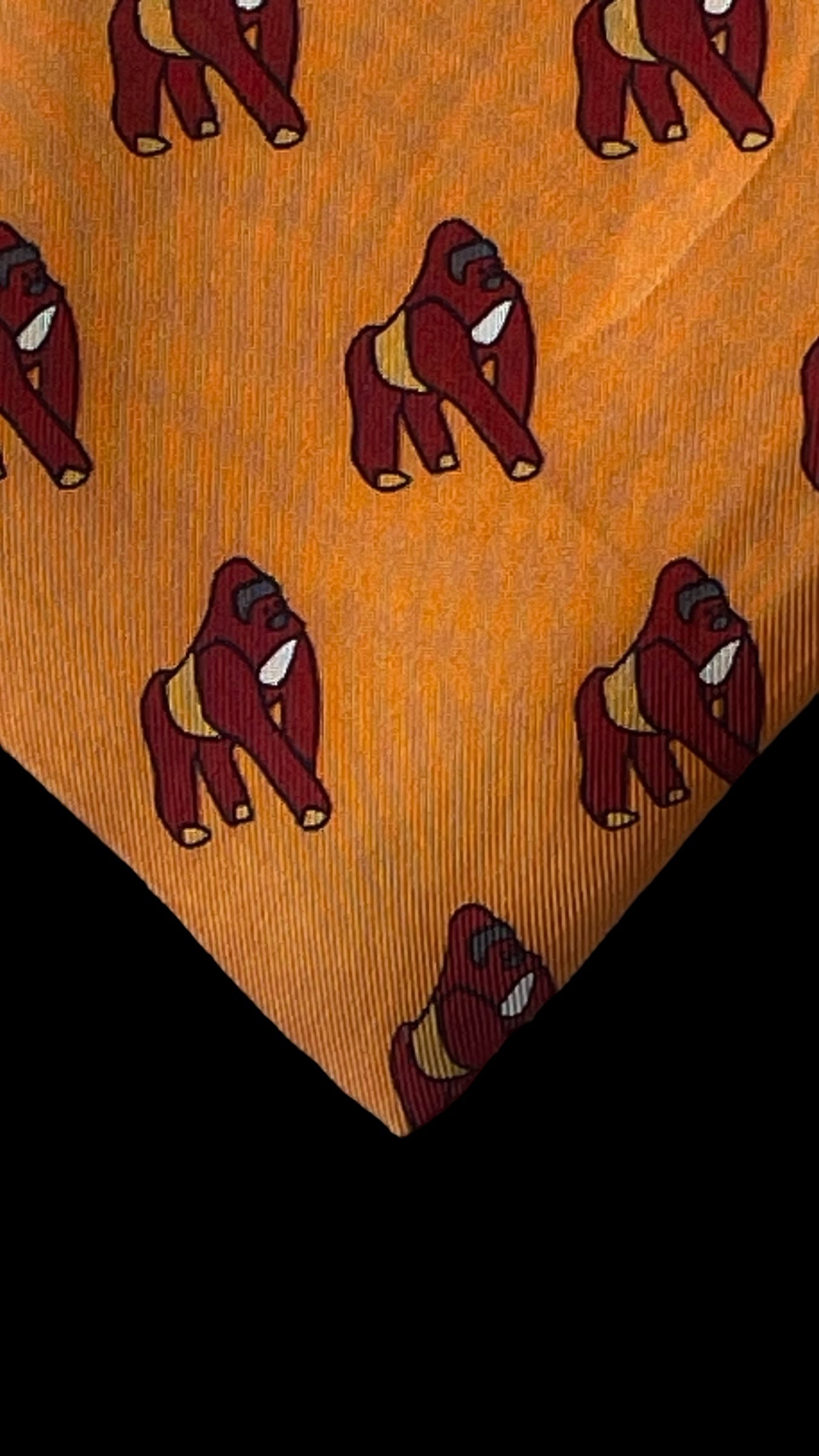 RYKIEL vintage orange gorillas silk tie (9.4 cm by 146 cm)