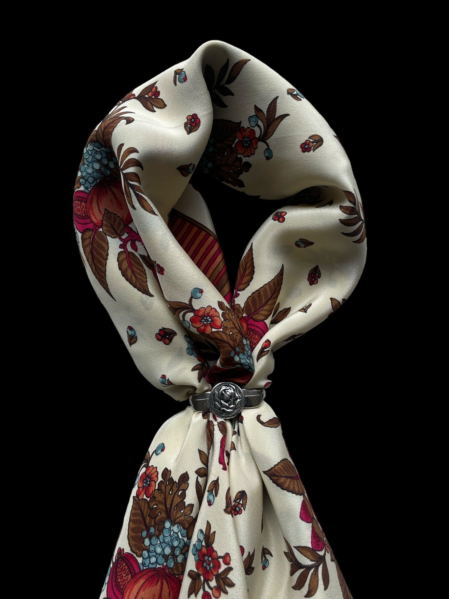 Vintage Crepe Silk Scarf by CHLOE (87 cm by 90 cm) hand rolled hem.