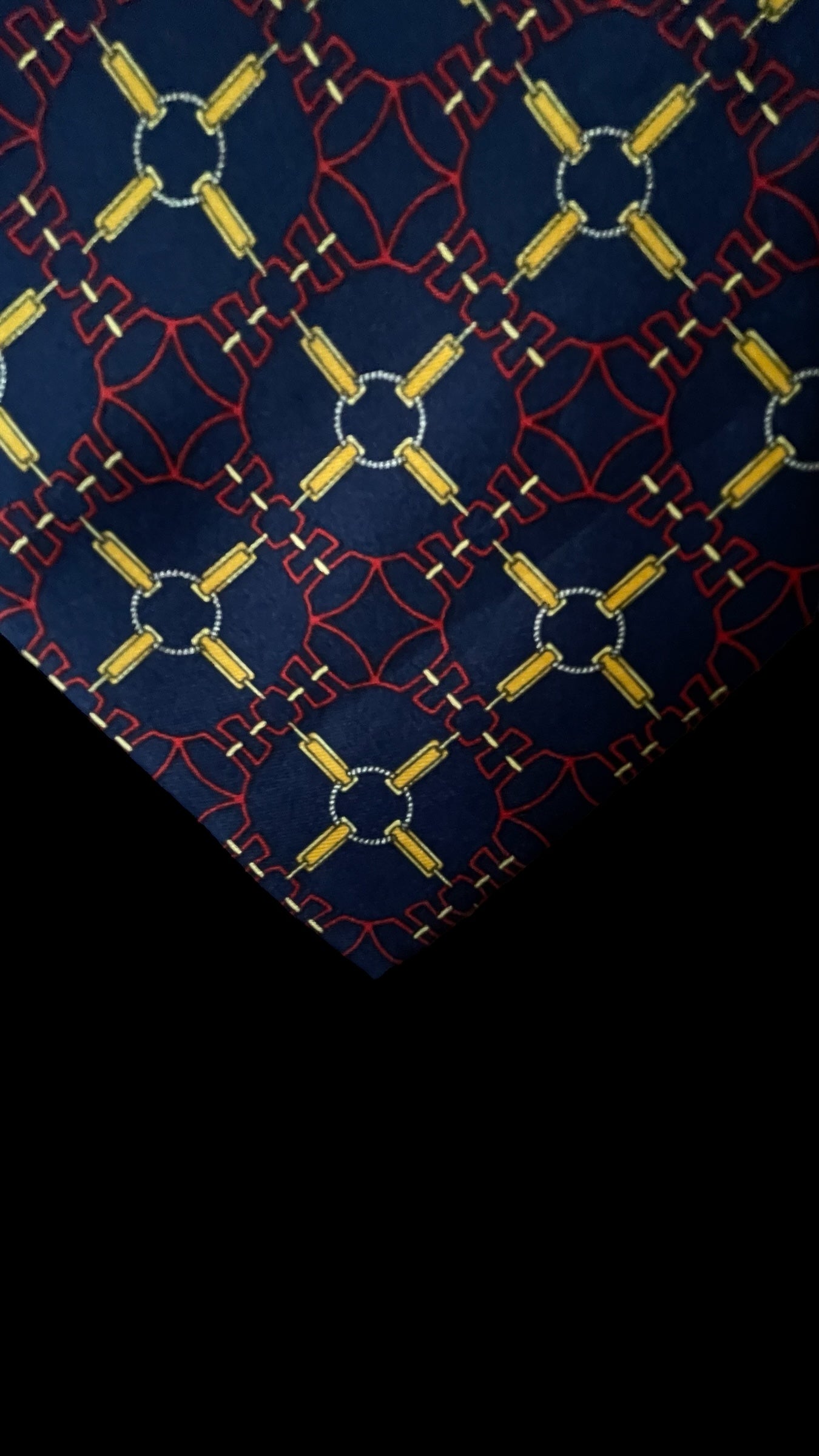 Vintage navy blue Equestrian silk tie by FENDI (10.3 cm by 143 cm)