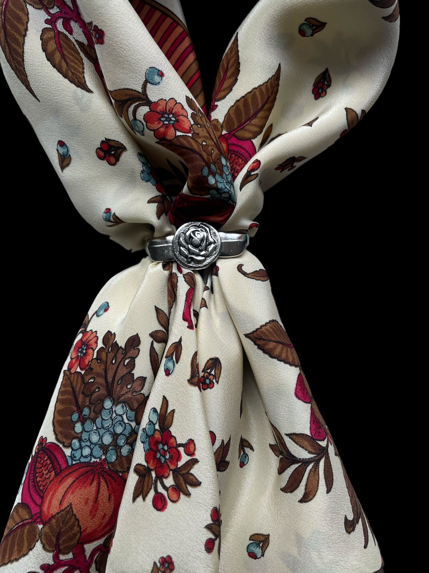 Vintage Crepe Silk Scarf by CHLOE (87 cm by 90 cm) hand rolled hem.