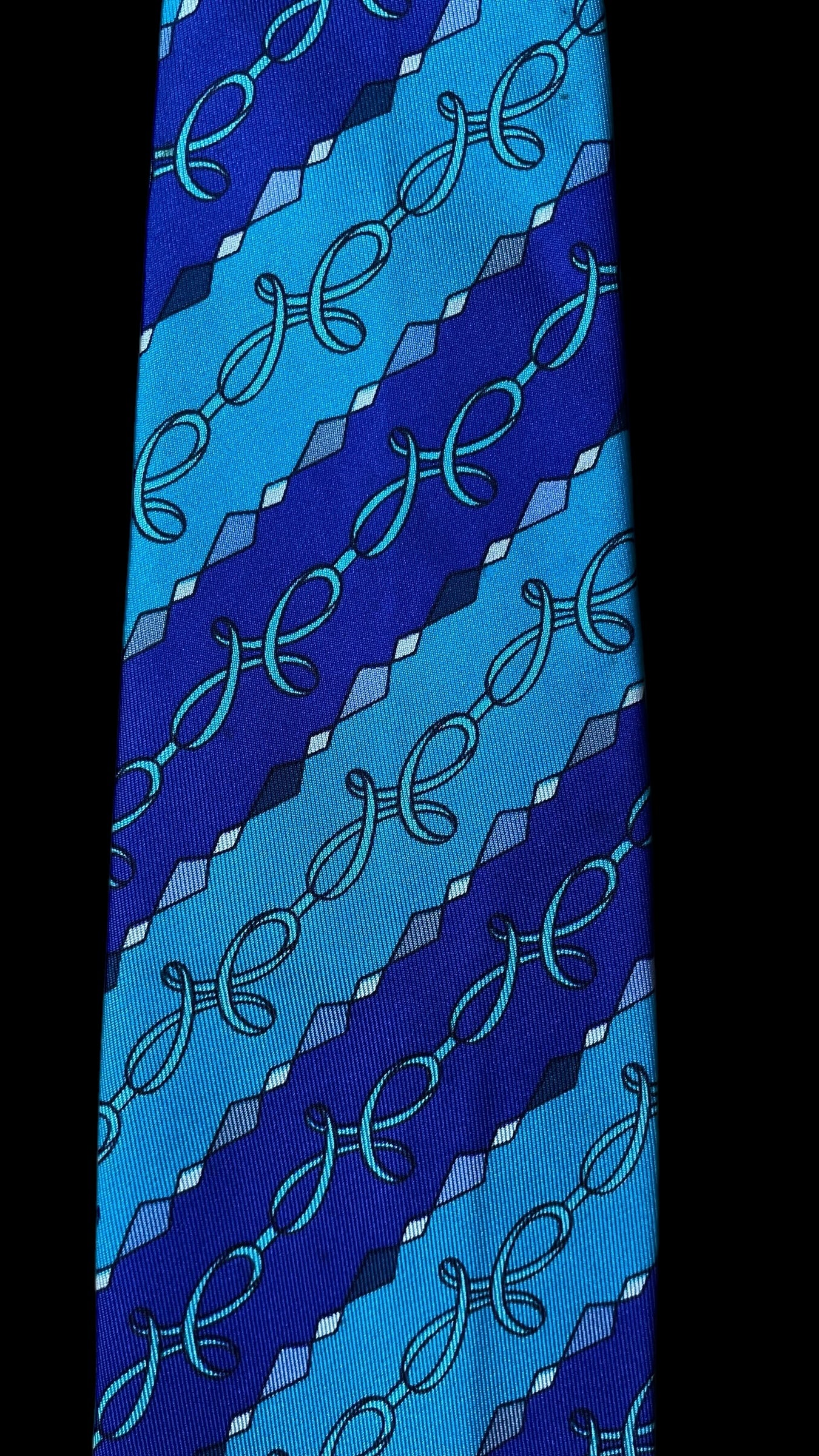 EMILIO PUCCI Vintage Turquoise Psychedelic Silk Tie (8 cm by 135.5 cm) Small Front Size