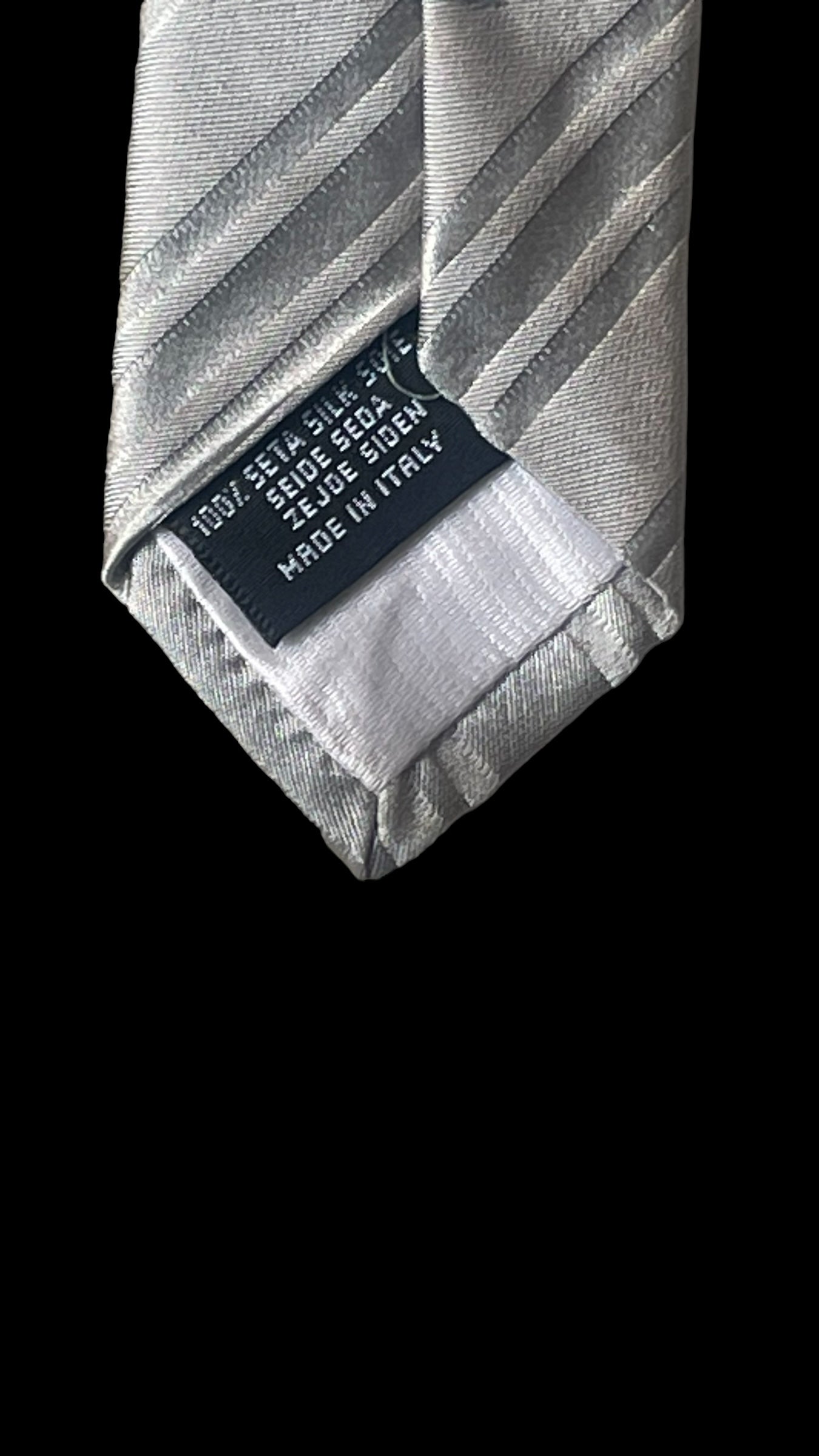 Vintage silver logo stripes silk tie by DOLCE & GABBANA (9.7 cm by 146.5 cm)