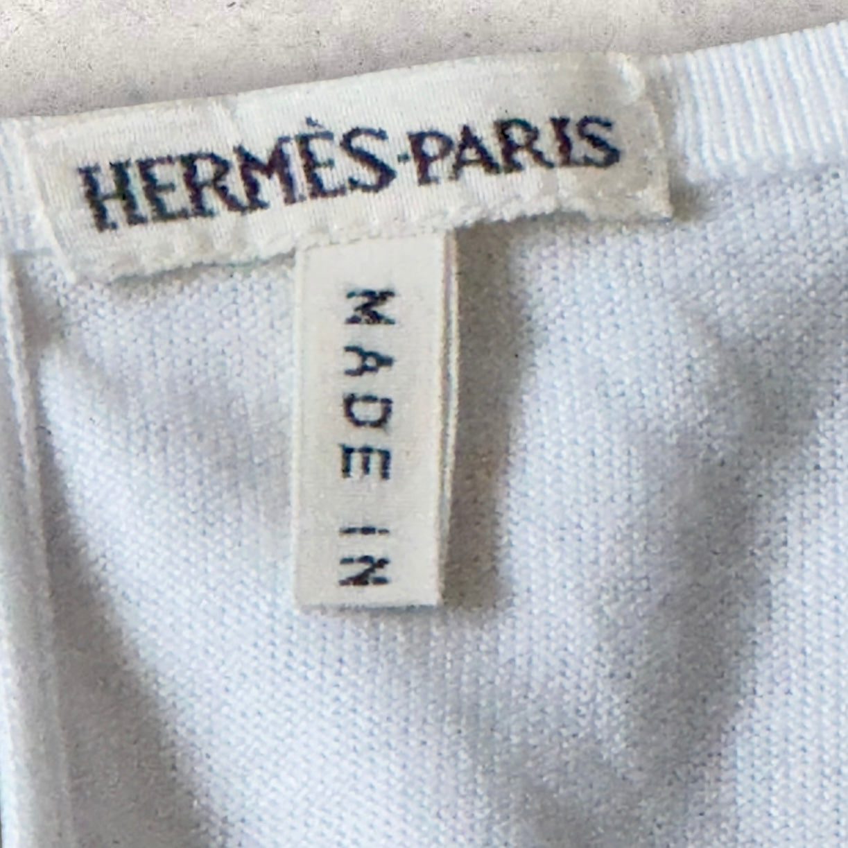 HERMES Vintage White Cotton Tank Top. Size S (Small/Medium Body fitted).