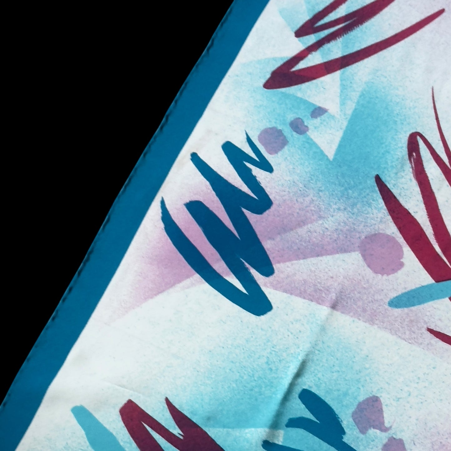 CONSTANZE Vintage White Abstract Crepe Silk Scarf (86 cm by 89 cm)