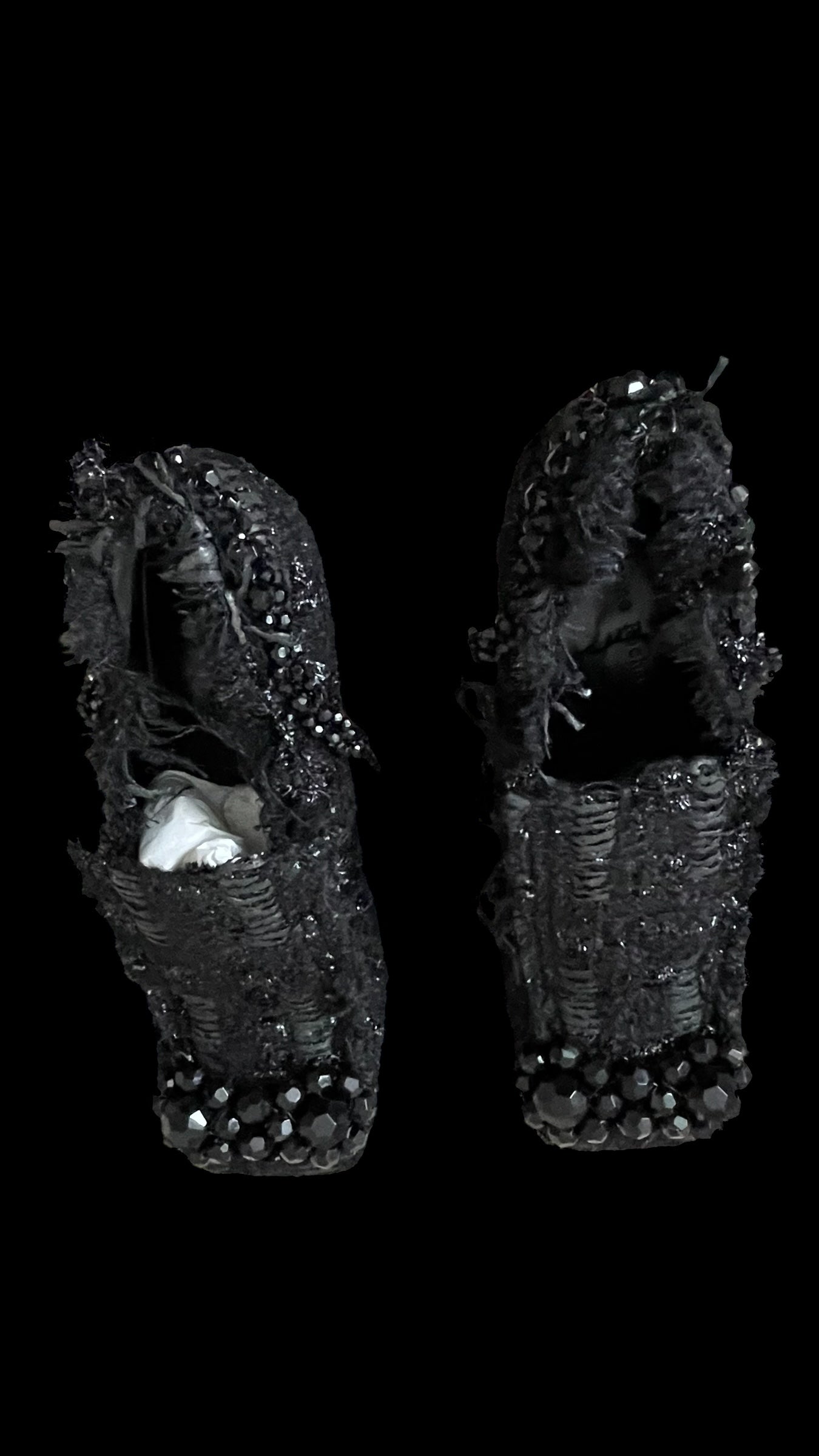 SIMONE ROCHA Women’s Black Embellished Tweed Block-Heel Shoes (Euro Size 36) U.K. 3.5