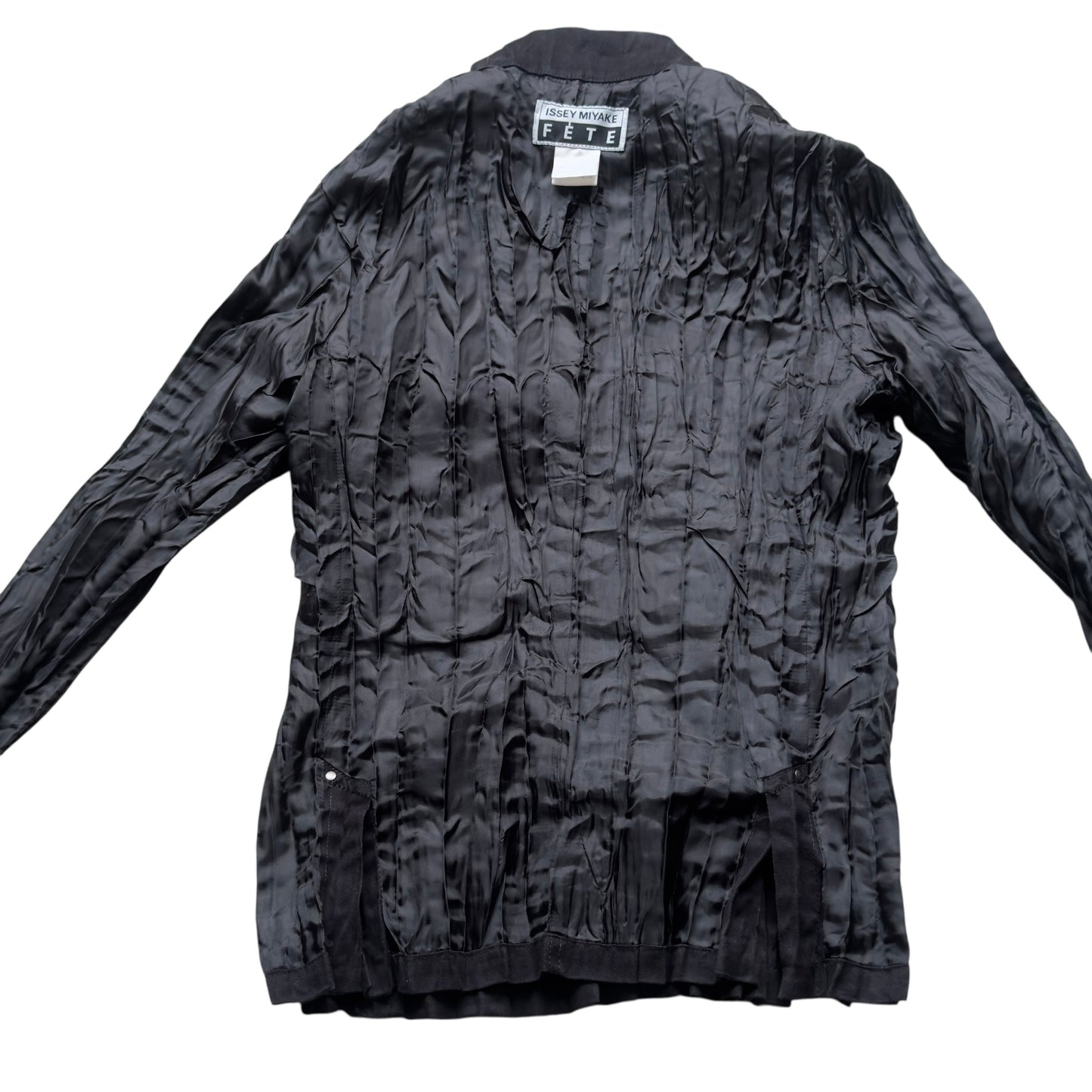 ISSEY MIYAKE FETE Vintage Black Pleated Jacket, Woman. Size 2 (Small)