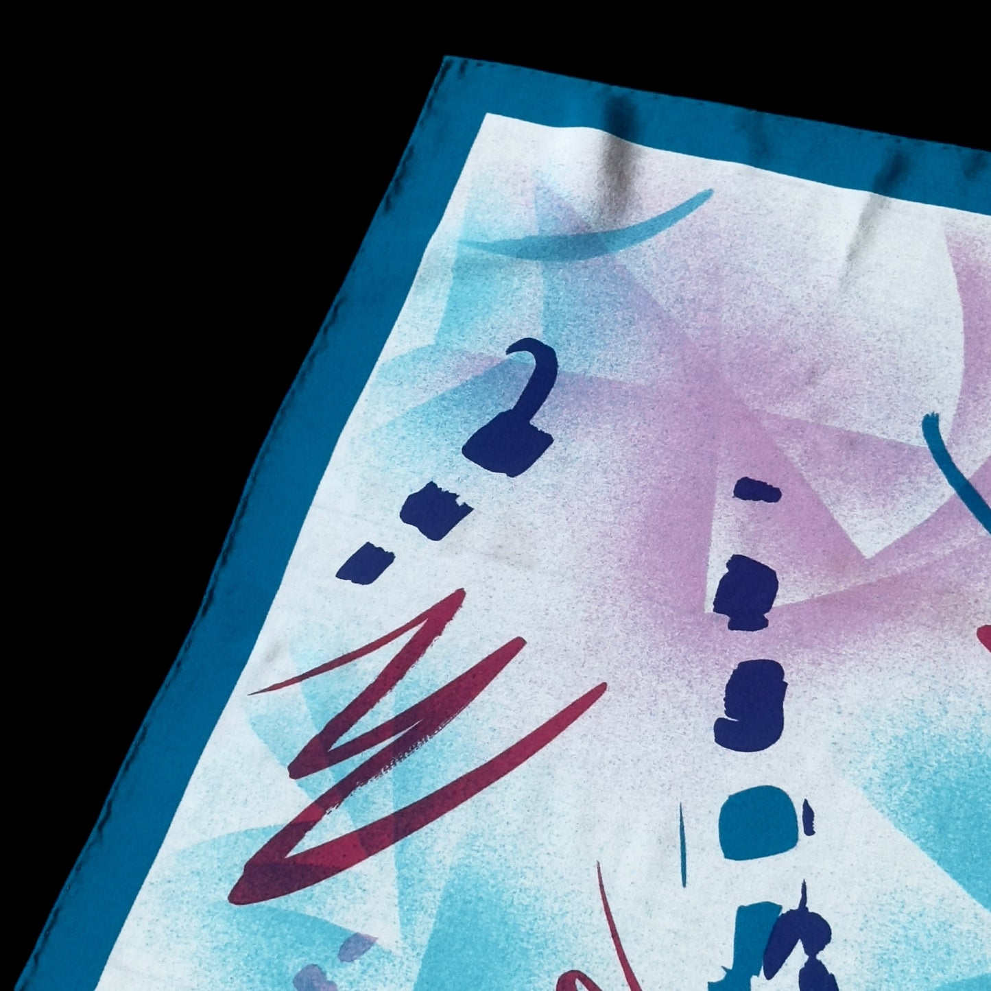 CONSTANZE Vintage White Abstract Crepe Silk Scarf (86 cm by 89 cm)