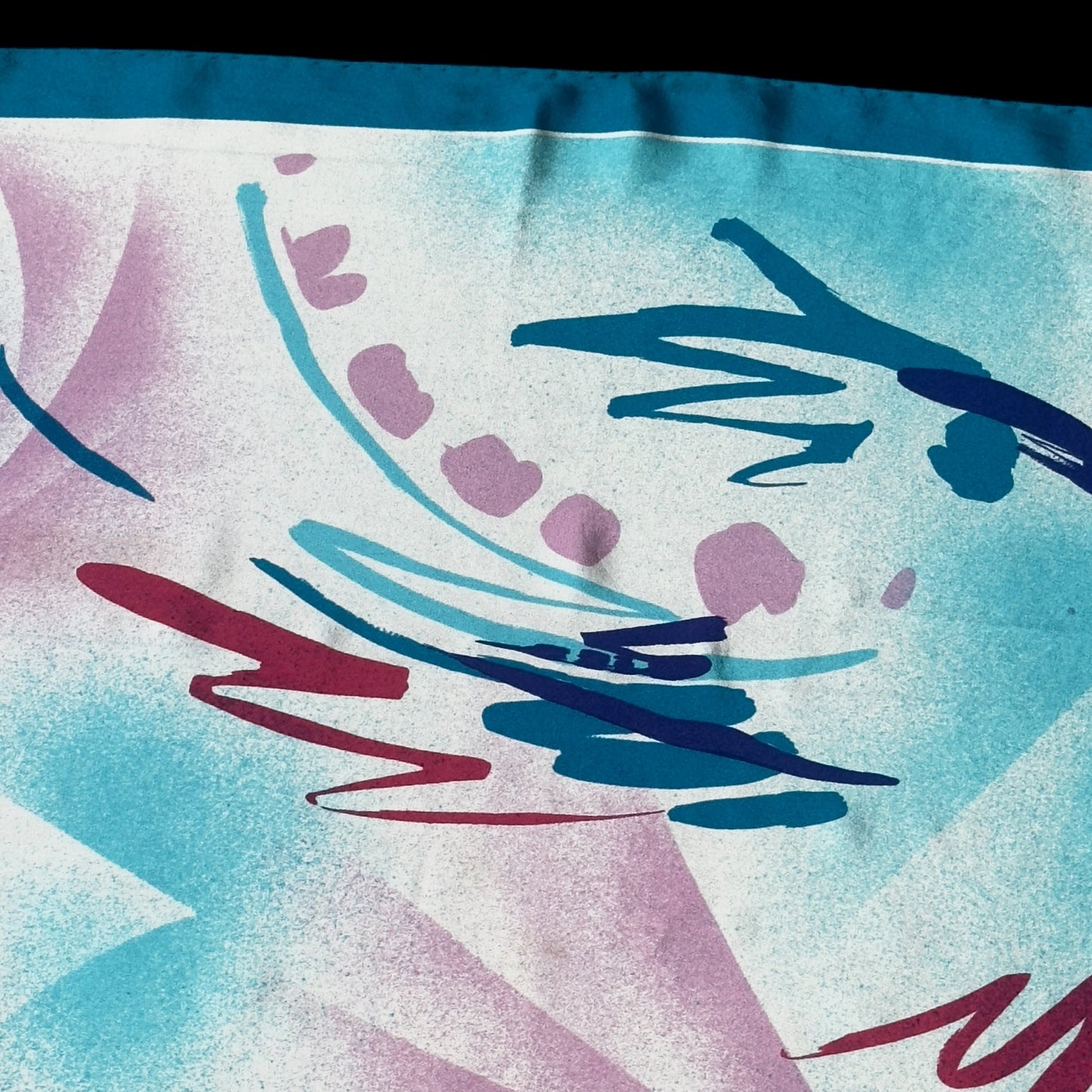 CONSTANZE Vintage White Abstract Crepe Silk Scarf (86 cm by 89 cm)