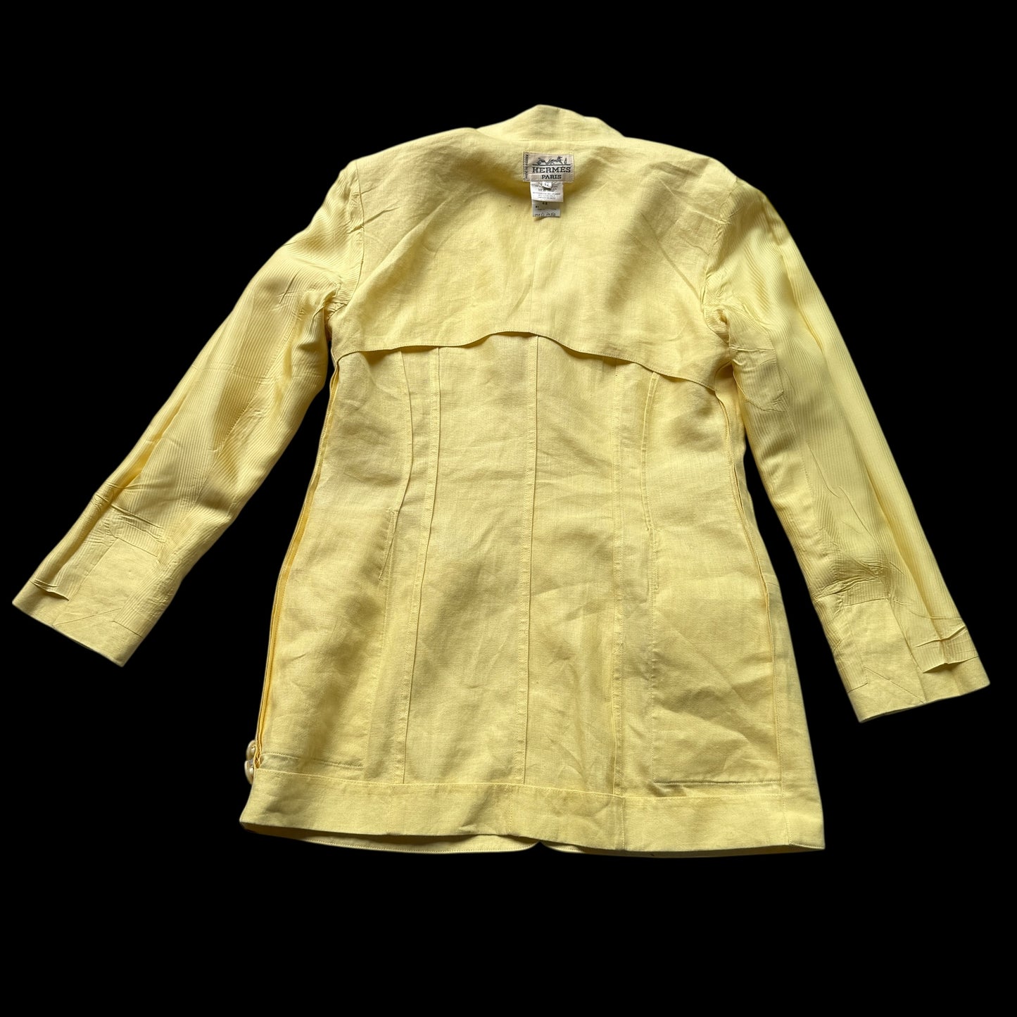 HERMES Vintage Yellow Linen Jacket. Size 42 (Small/Medium slim fit).