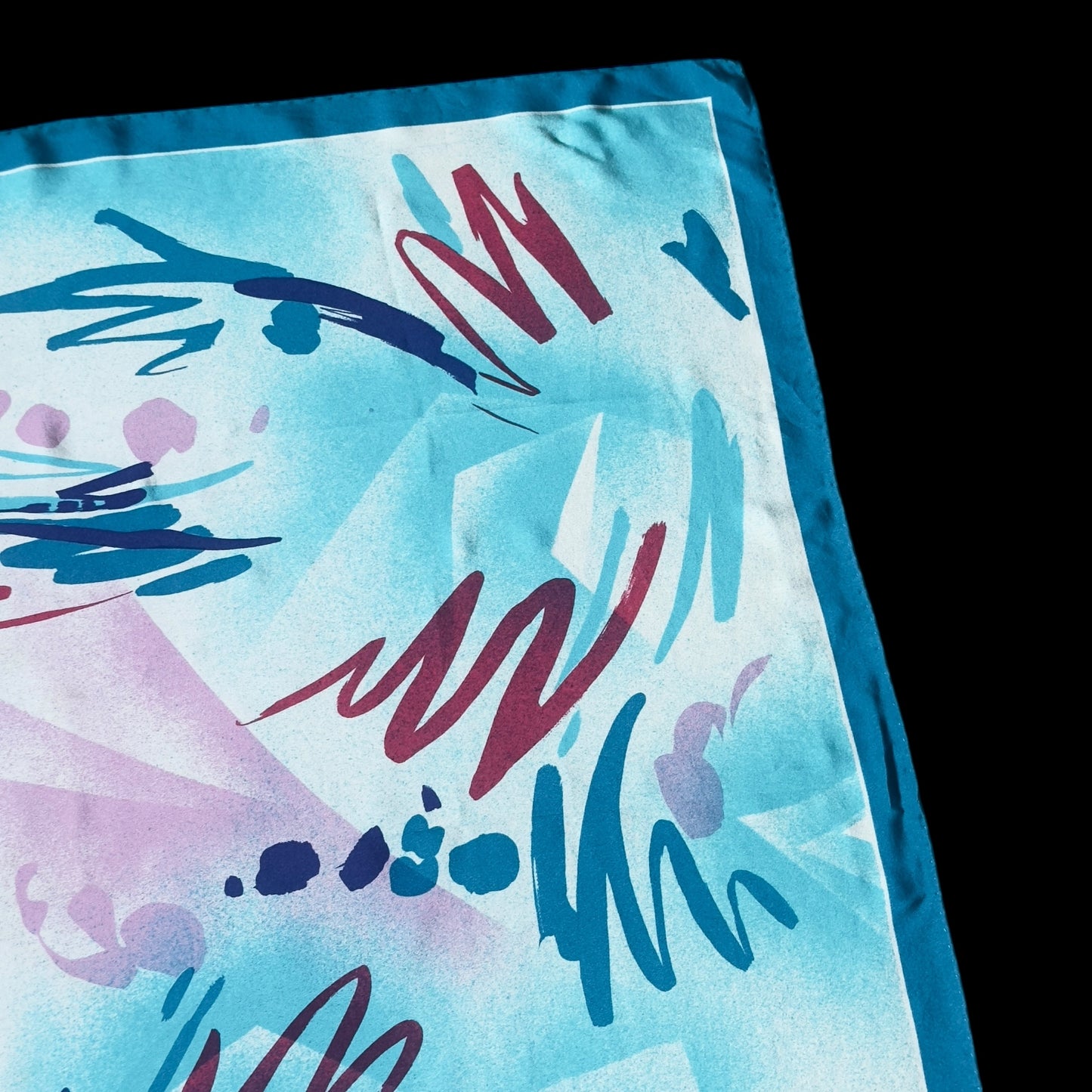 CONSTANZE Vintage White Abstract Crepe Silk Scarf (86 cm by 89 cm)