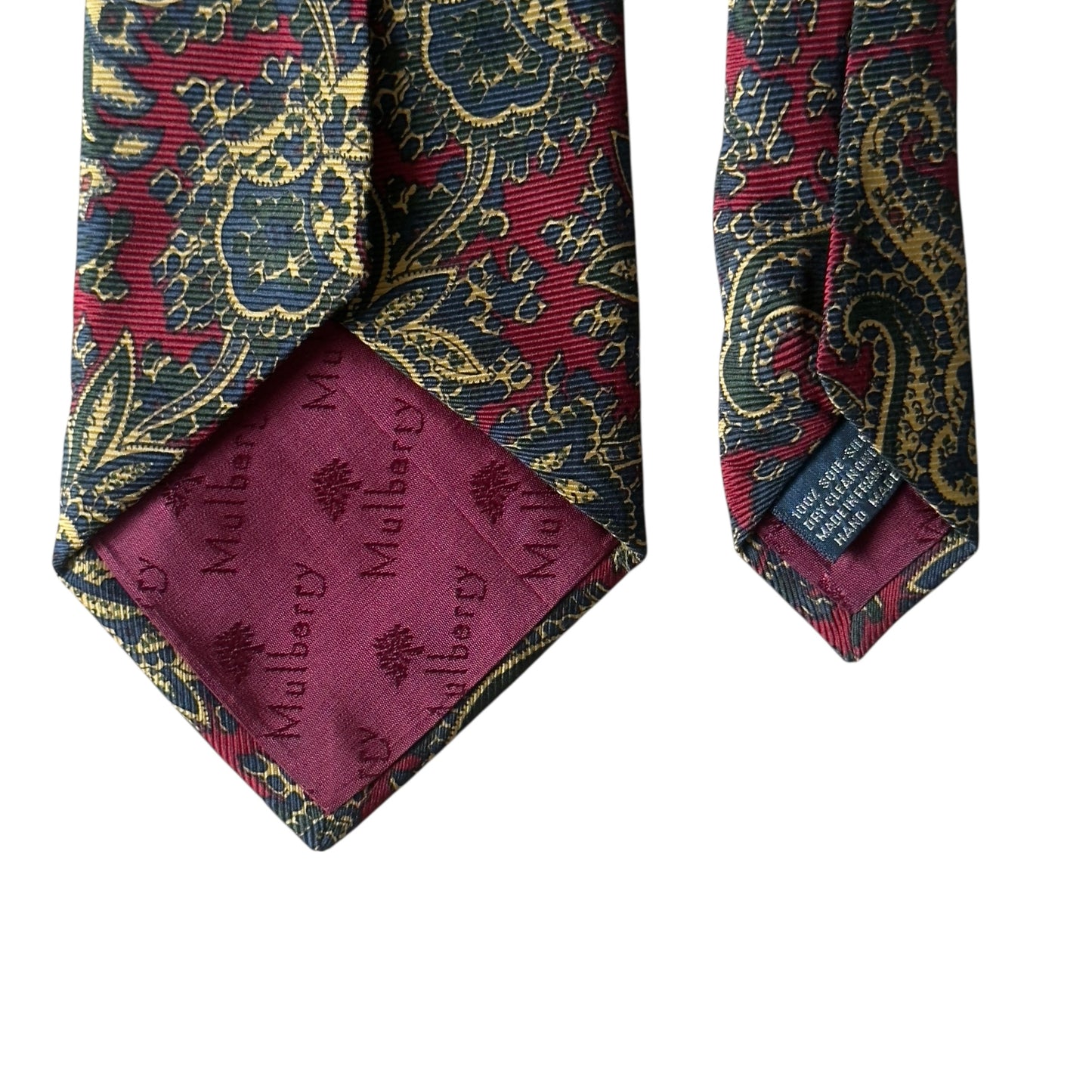 MULBERRY Vintage Burgundy Paisley Silk Tie (10.2 cm by 148 cm)