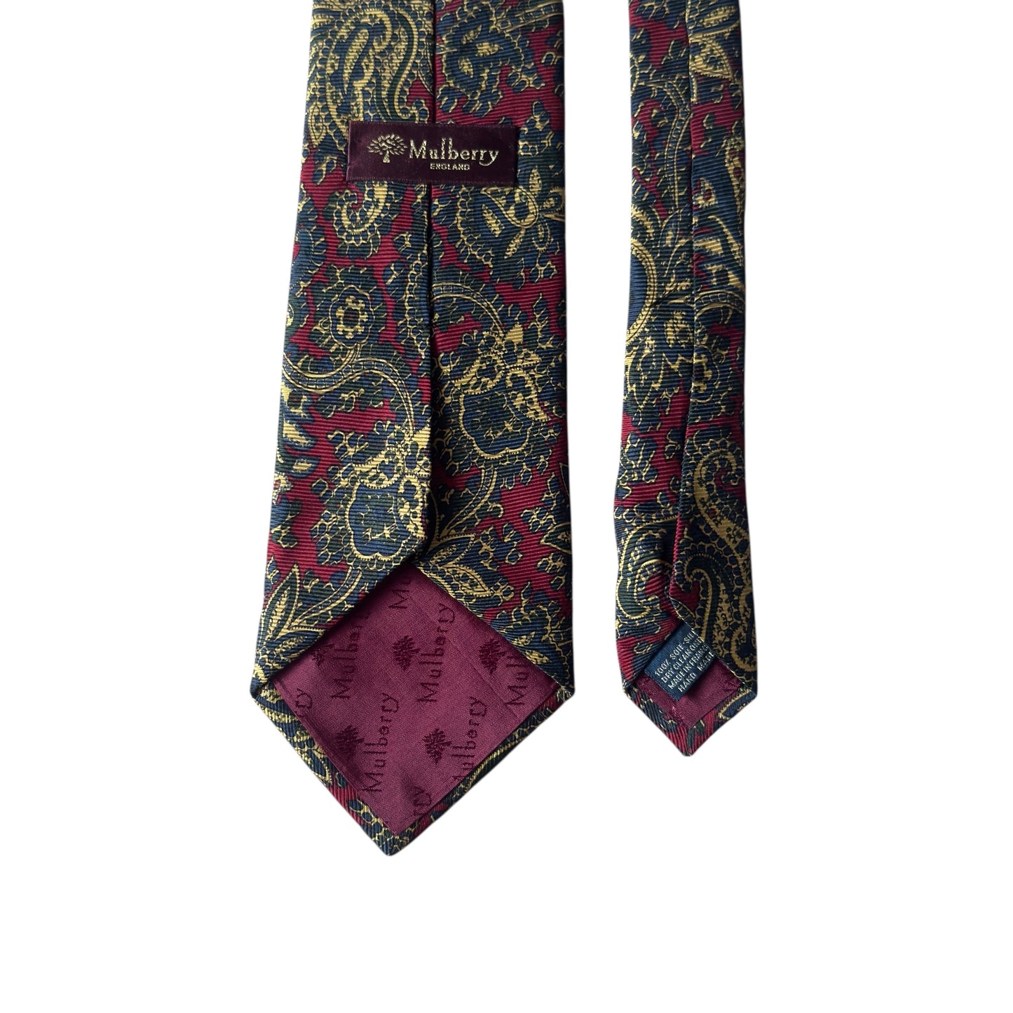 MULBERRY Vintage Burgundy Paisley Silk Tie (10.2 cm by 148 cm)