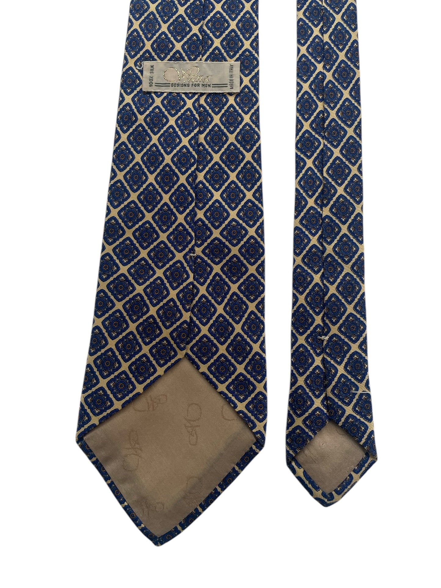 WANA Vintage Beige Paisley Silk Tie (9 cm by 158 cm) Longer Length & Medium Front Size.