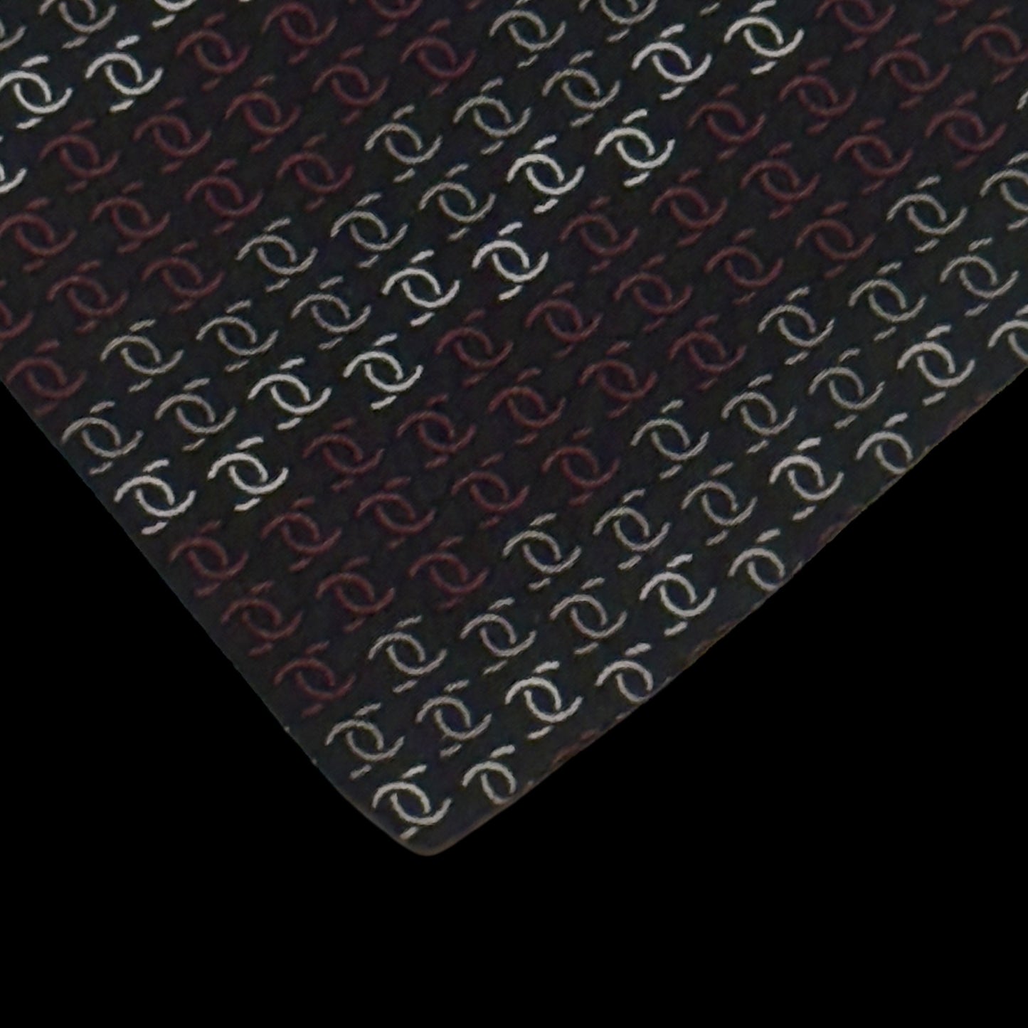CHANEL Vintage Dark Brown CC Logos Crepe Silk Tie (10.3 cm by 149 cm) Wider Front.