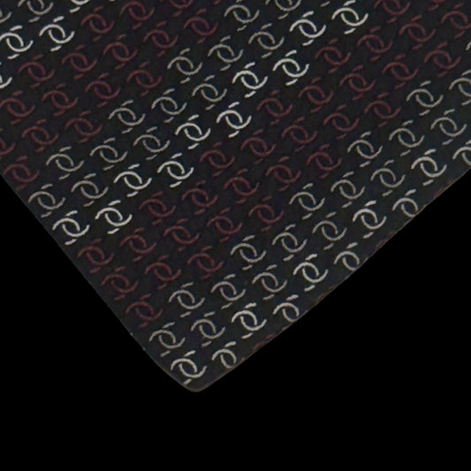 CHANEL Vintage Dark Brown CC Logos Crepe Silk Tie (10.3 cm by 149 cm) Wider Front.