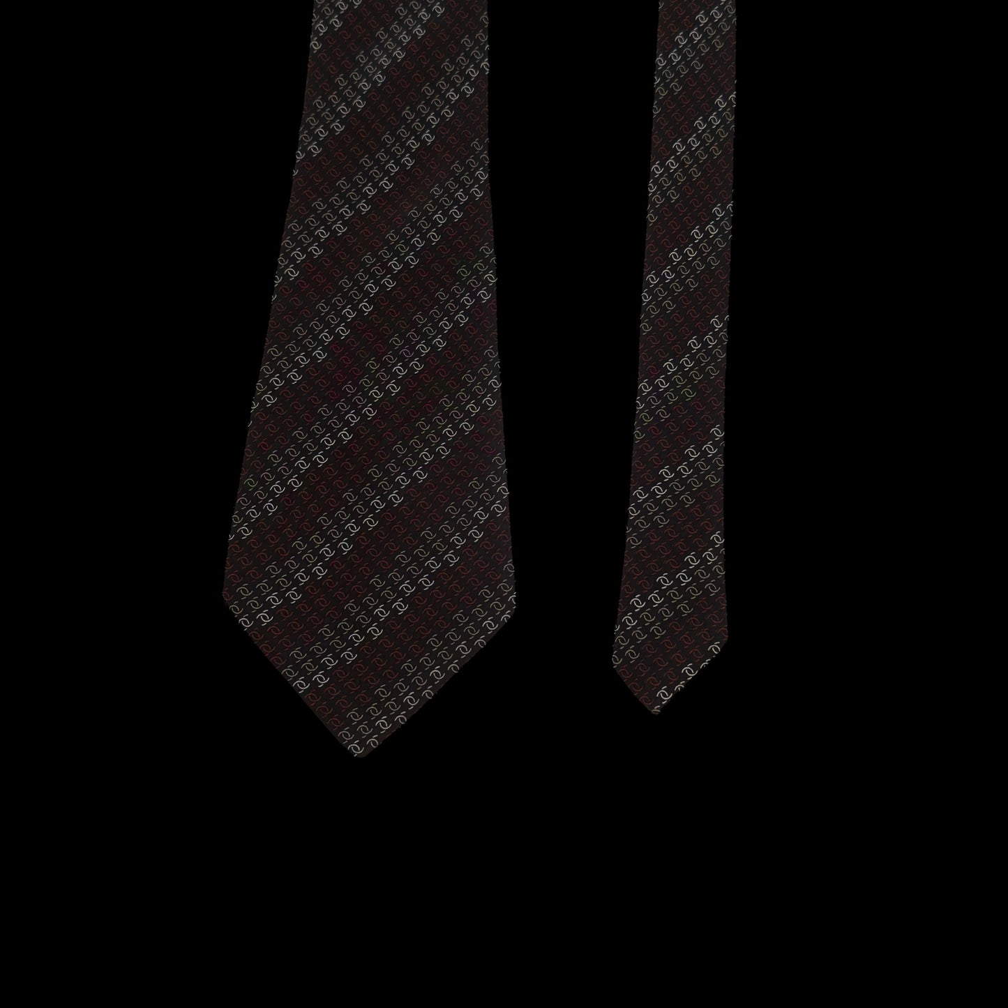 CHANEL Vintage Dark Brown CC Logos Crepe Silk Tie (10.3 cm by 149 cm) Wider Front.
