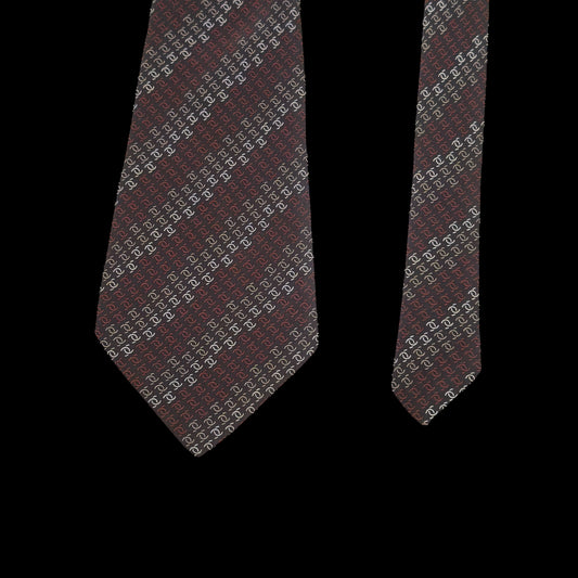 CHANEL Vintage Dark Brown CC Logos Crepe Silk Tie (10.3 cm by 149 cm) Wider Front.