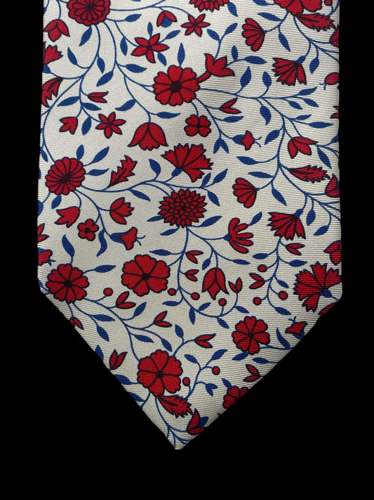 Vintage White floral silk tie by LIBERTY London (9.2 cm by 144 cm) regular size