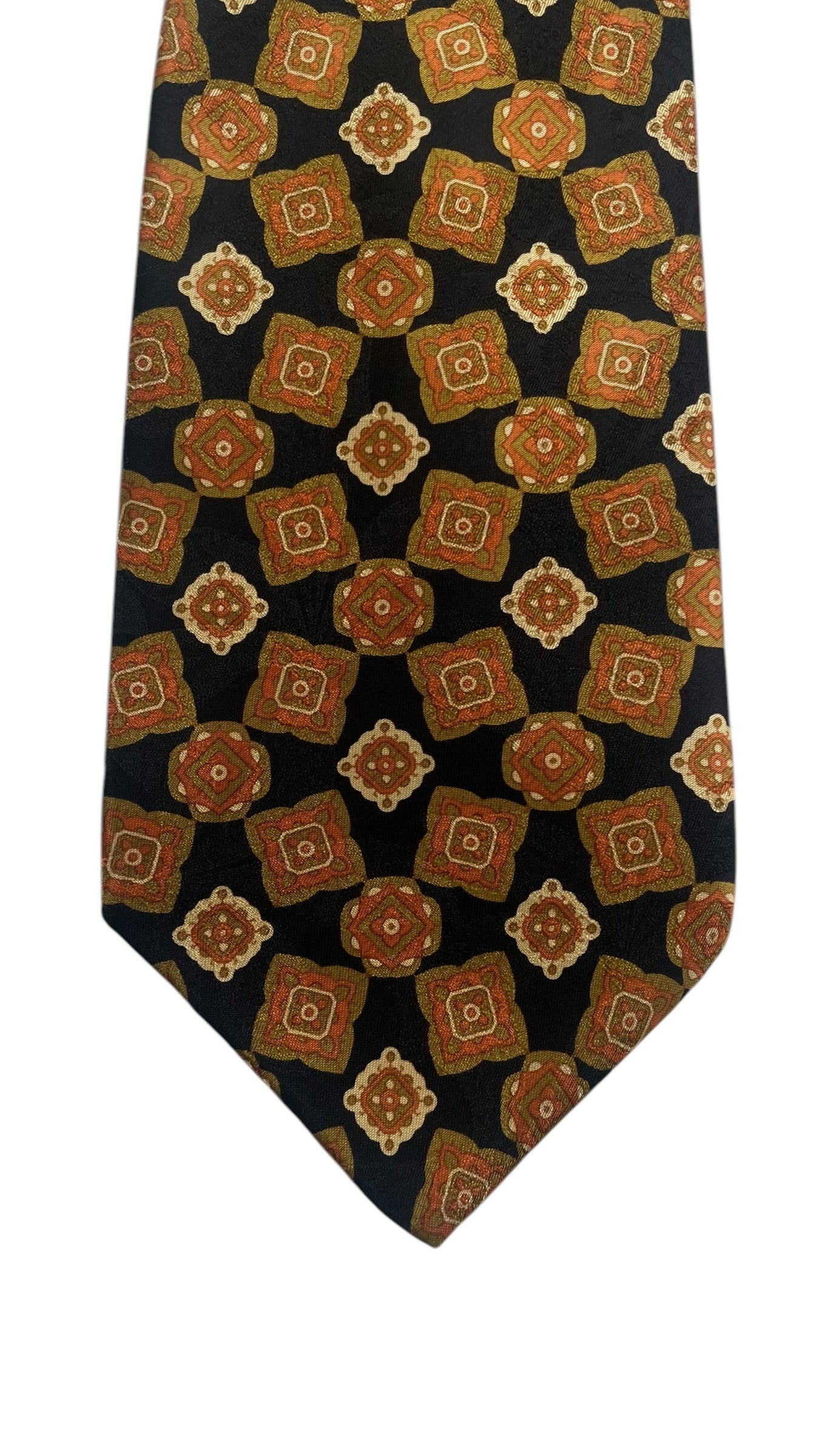 WANA Vintage Black Paisley Crepe Silk Jacquard Tie (8.8 cm by 154 cm) Longer Length & Medium Front Size.