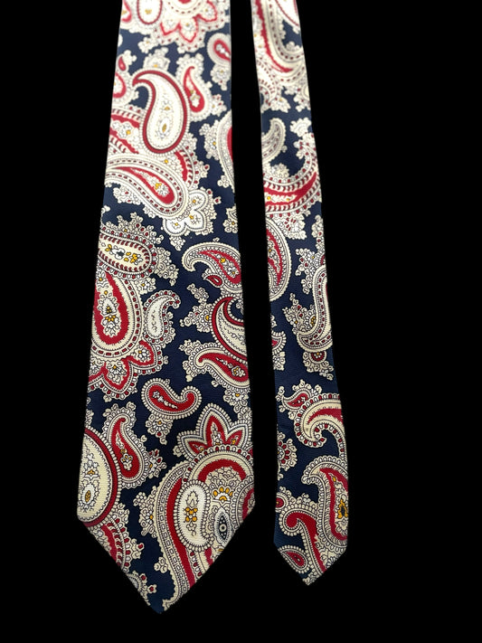 CARVEN Navy Blue Paisley Silk Tie (9.3 cm by 151 cm) Normal Front Size.