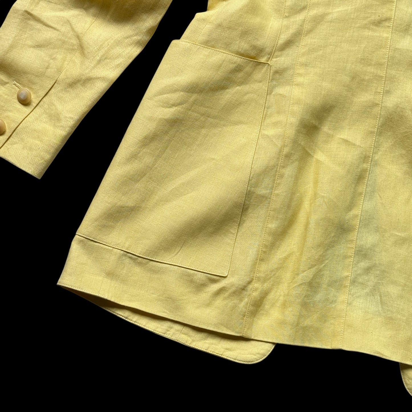 HERMES Vintage Yellow Linen Jacket. Size 42 (Small/Medium slim fit).