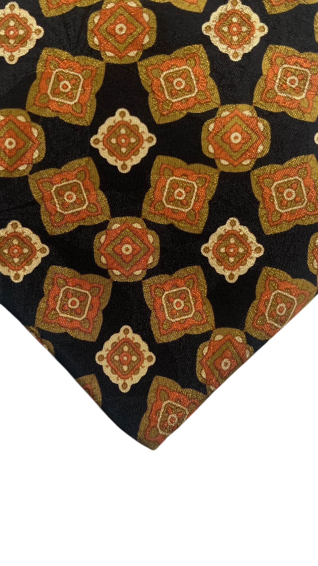 WANA Vintage Black Paisley Crepe Silk Jacquard Tie (8.8 cm by 154 cm) Longer Length & Medium Front Size.