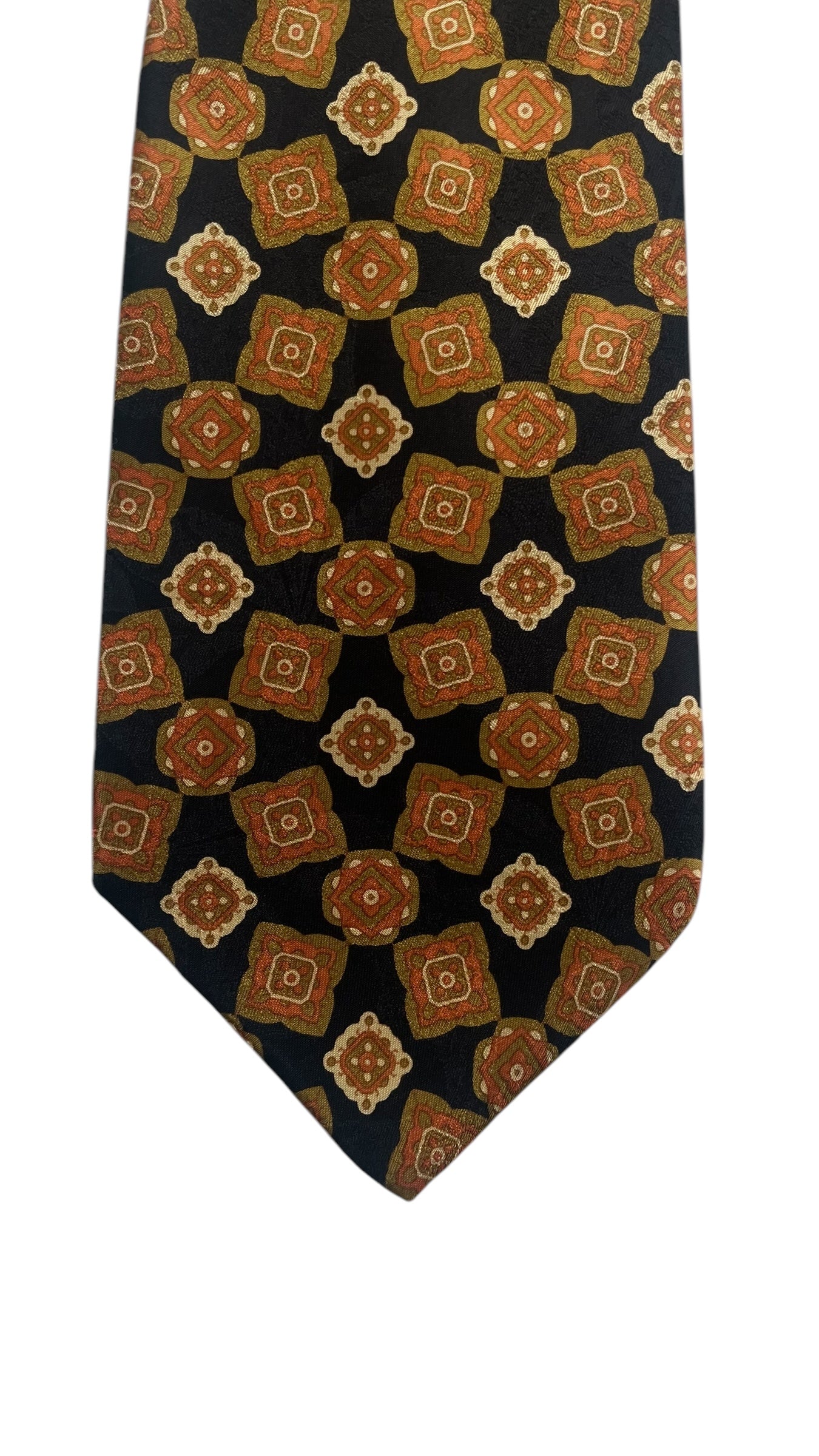 WANA Vintage Black Paisley Crepe Silk Jacquard Tie (8.8 cm by 154 cm) Longer Length & Medium Front Size.