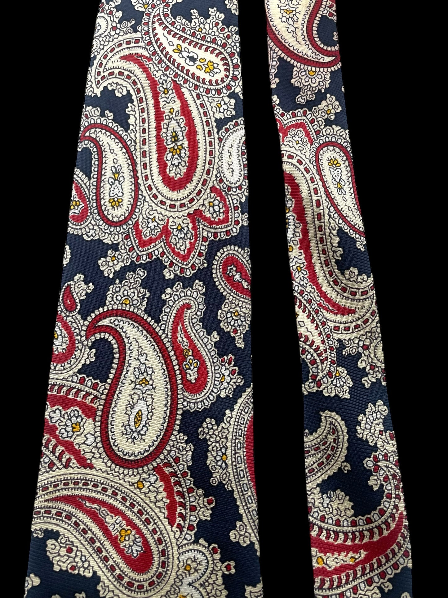 CARVEN Navy Blue Paisley Silk Tie (9.3 cm by 151 cm) Normal Front Size.